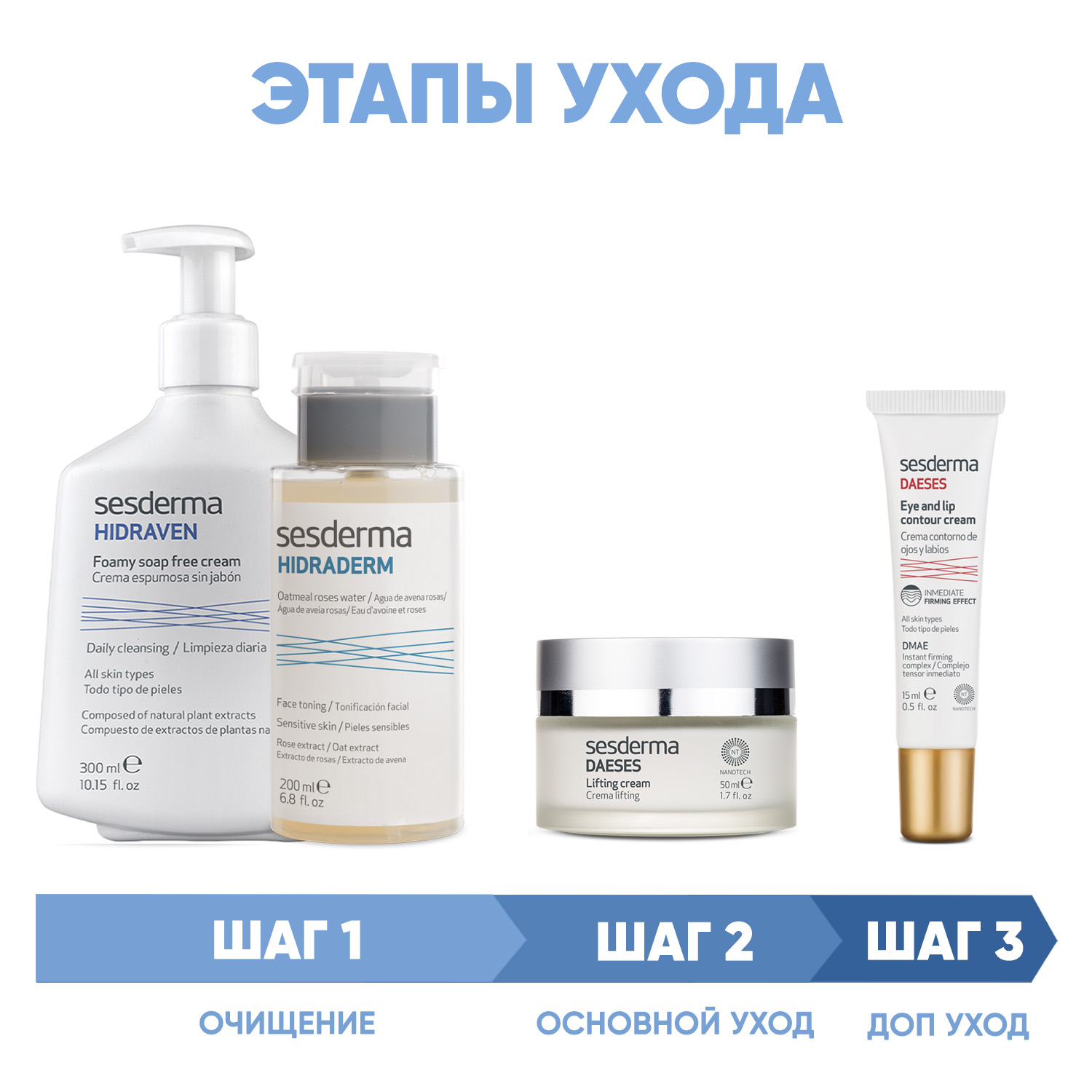 Сесдерма Программа Daeses комплексный уход: пенка 300 мл + тоник 200 мл + крем 50 мл + крем для век 15 мл (Sesderma, Daeses) фото 1