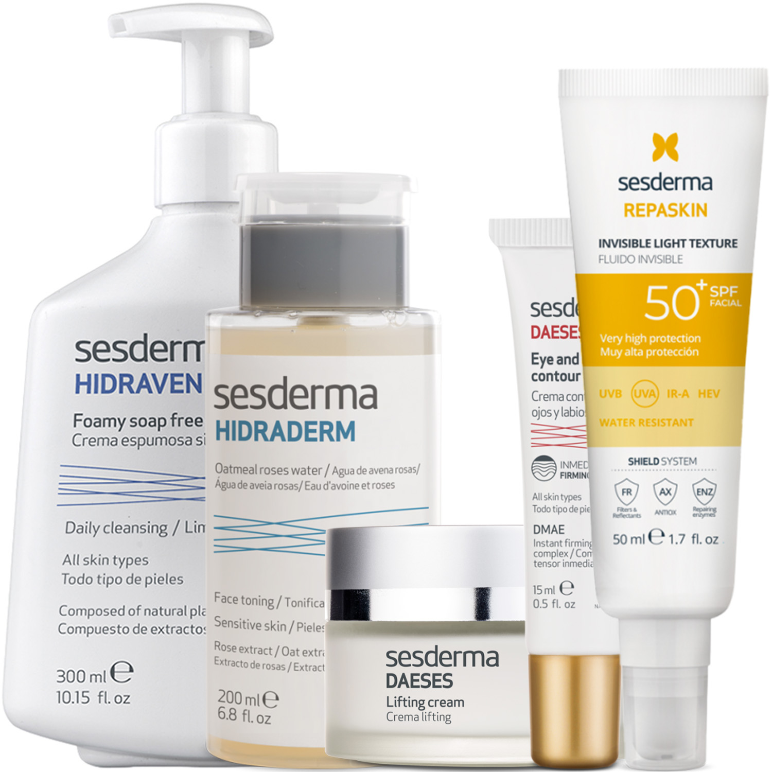 Сесдерма Программа Daeses комплексный уход: пенка 300 мл + тоник 200 мл + крем 50 мл + крем для век 15 мл + флюид SPF50 50+ мл (Sesderma, Daeses) фото 5