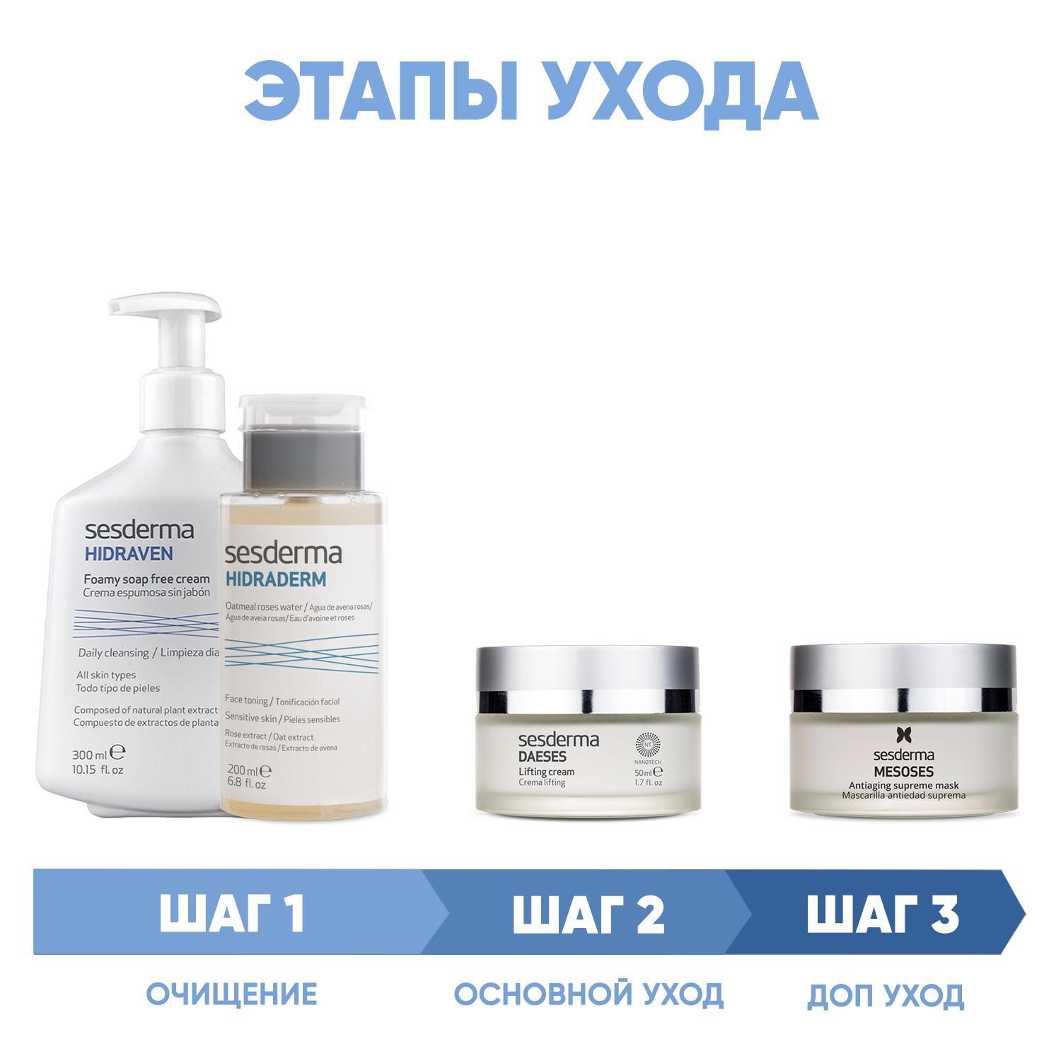 Сесдерма Программа Daeses комплексный уход: пенка 300 мл + тоник 200 мл + крем 50 мл + маска 50 мл (Sesderma, Daeses) фото 1