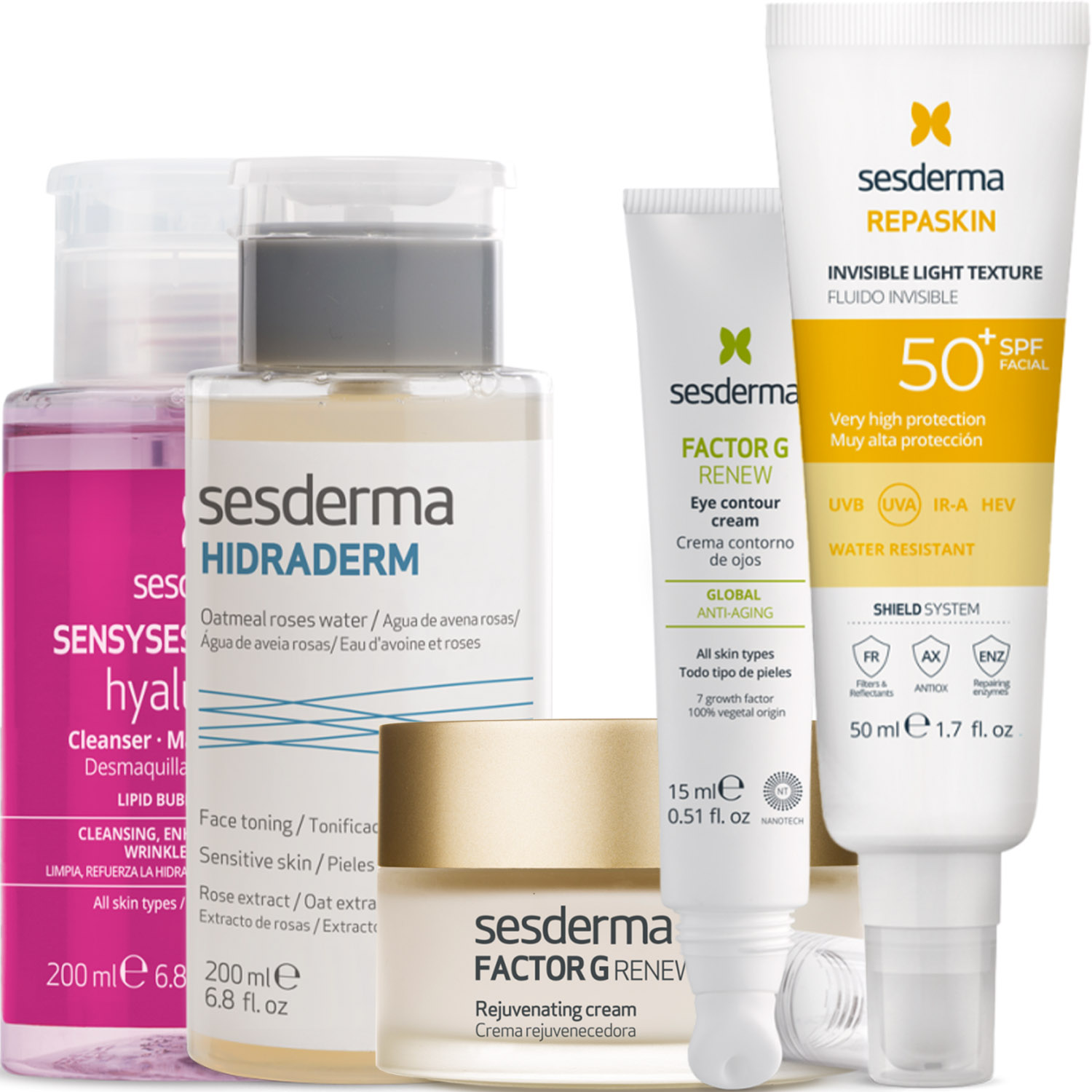 Сесдерма Программа Factor G комплексный уход: лосьон 200 мл + тоник 200 мл + крем 50 мл + крем для век 15 мл + флюид SPF50+ 50 мл (Sesderma, Factor G) Сесдерма Программа Factor G комплексный уход: лосьон 200 мл + тоник 200 мл + крем 50 мл + крем для век 15 мл + флюид SPF50+ 50 мл (Sesderma, Factor G) фото 5