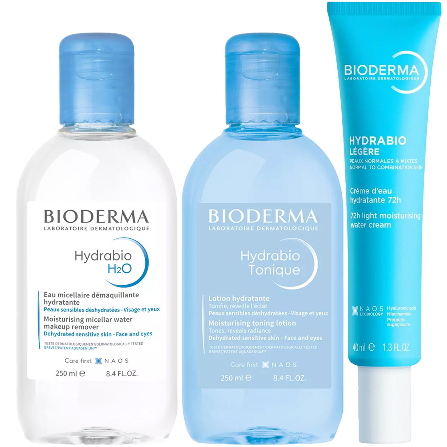 Биодерма Программа Hydrabio очищение и основной уход: мицеллярная вода 250 мл + лосьон 250 мл + крем 40 мл (Bioderma, Hydrabio) фото 5