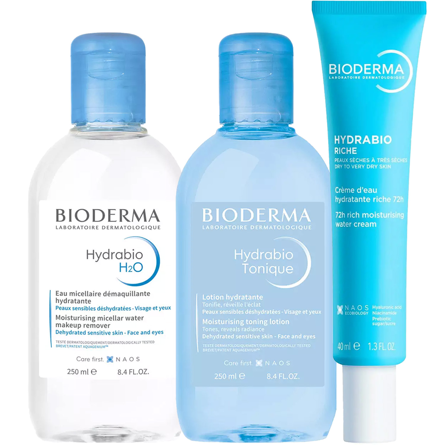 Биодерма Программа Hydrabio очищение и основной уход: мицеллярная вода 250 мл + лосьон 250 мл + крем 40 мл (Bioderma, Hydrabio) фото 5