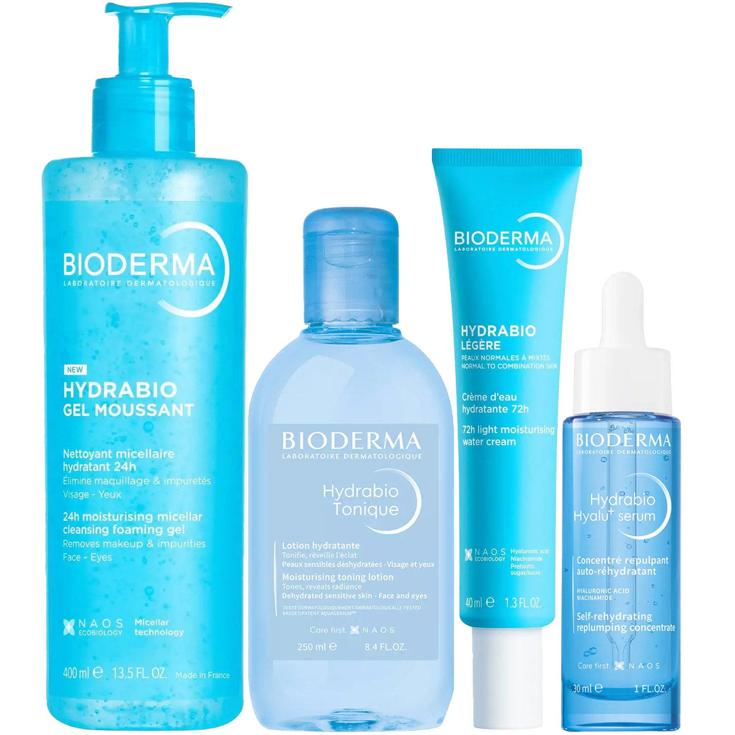 Биодерма Программа Hydrabio комплексный уход: гель 400 мл + лосьон 250 мл + крем 40 мл + сыворотка 30 мл (Bioderma, Hydrabio) фото 5