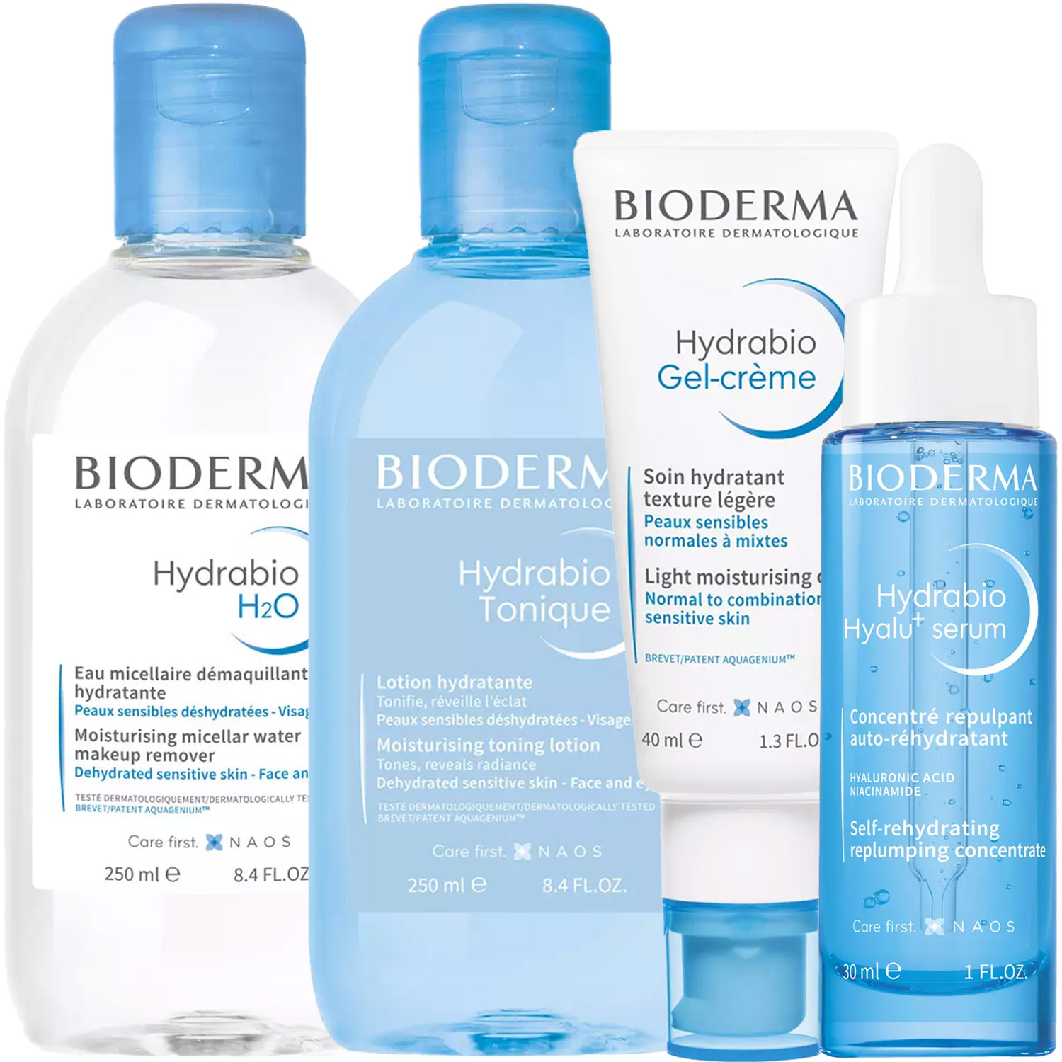 Биодерма Программа Hydrabio комплексный уход: мицеллярная вода 250 мл + лосьон 250 мл + гель-крем 40 мл + сыворотка 30 мл (Bioderma, Hydrabio) фото 5