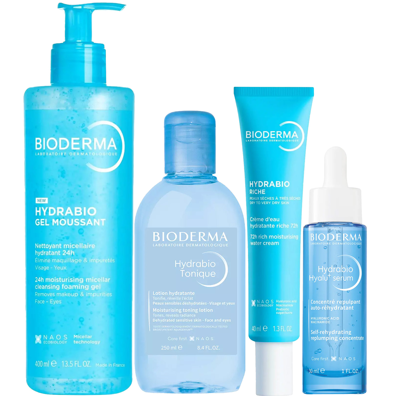 Биодерма Программа Hydrabio комплексный уход: гель 400 мл + лосьон 250 мл + крем 40 мл + сыворотка 30 мл (Bioderma, Hydrabio) фото 5