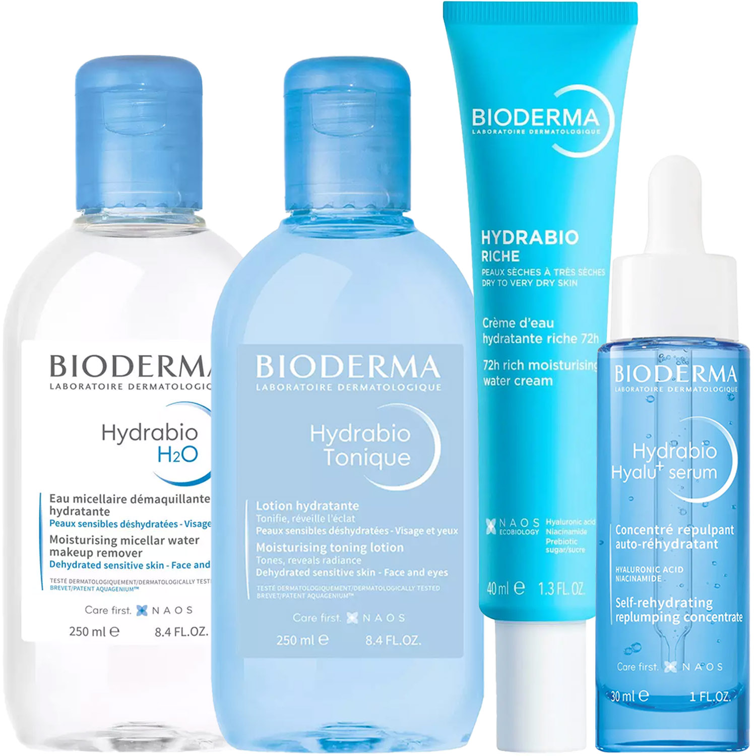 Биодерма Программа Hydrabio комплексный уход: мицеллярная вода 250 мл + лосьон 250 мл + крем 40 мл + сыворотка 30 мл (Bioderma, Hydrabio) фото 5