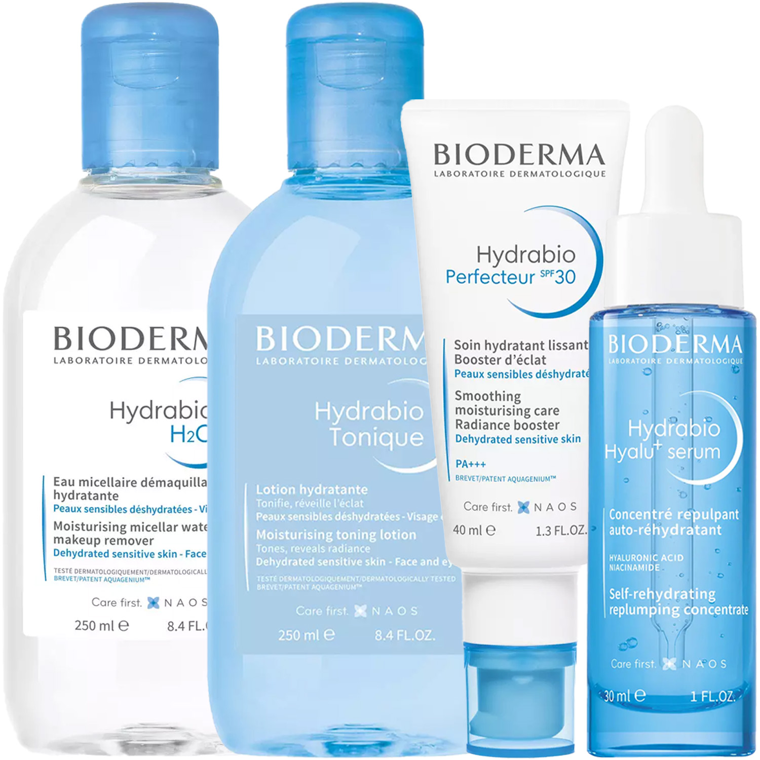 Биодерма Программа Hydrabio комплексный уход: мицеллярная вода 250 мл + лосьон 250 мл + крем SPF30 40 мл + сыворотка 30 мл (Bioderma, Hydrabio) фото 5