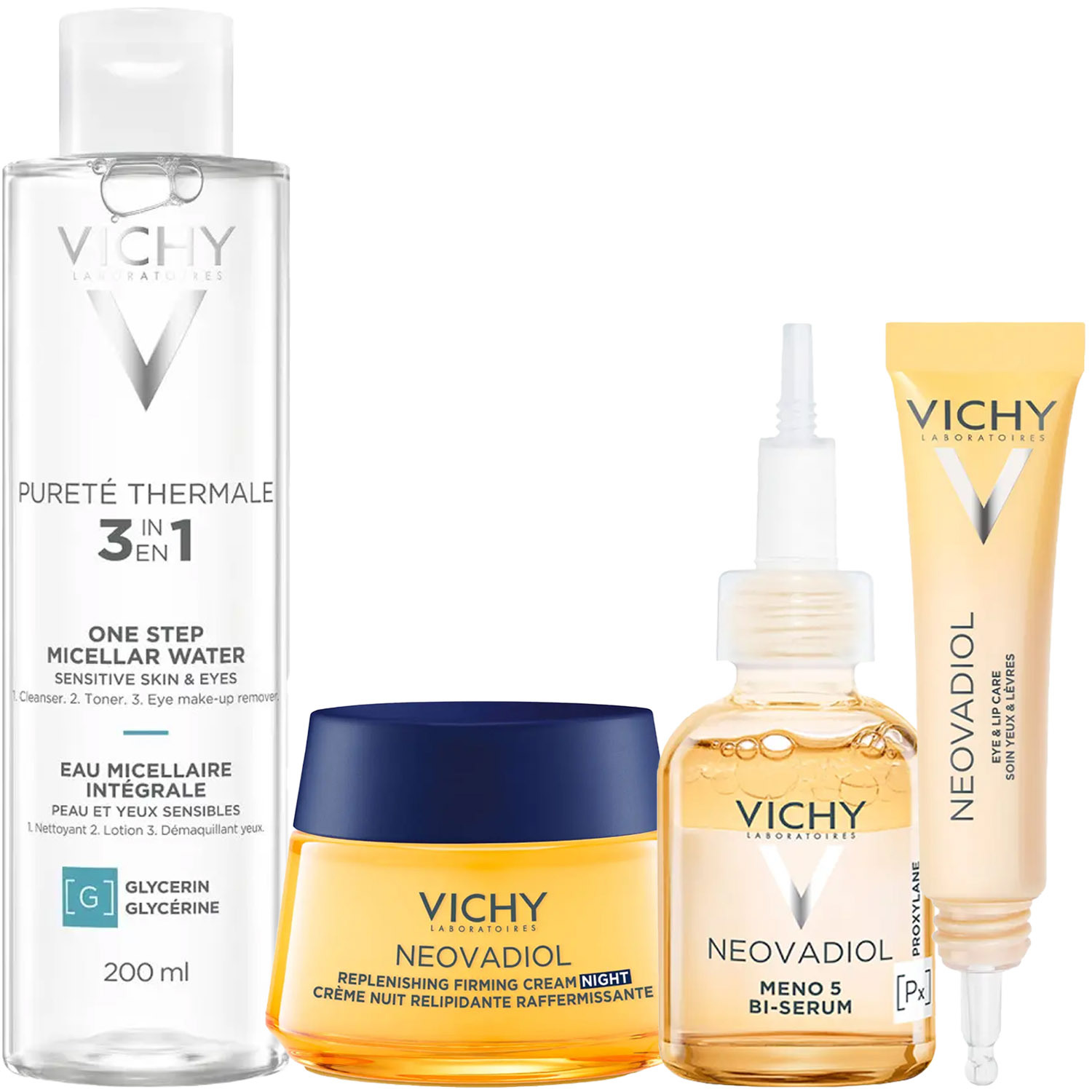 Виши Программа Neovadiol комплексный уход: мицеллярная вода 200 мл + крем ночь 50 мл + сыворотка 30 мл + крем для век 15 мл (Vichy, Neovadiol) фото 5