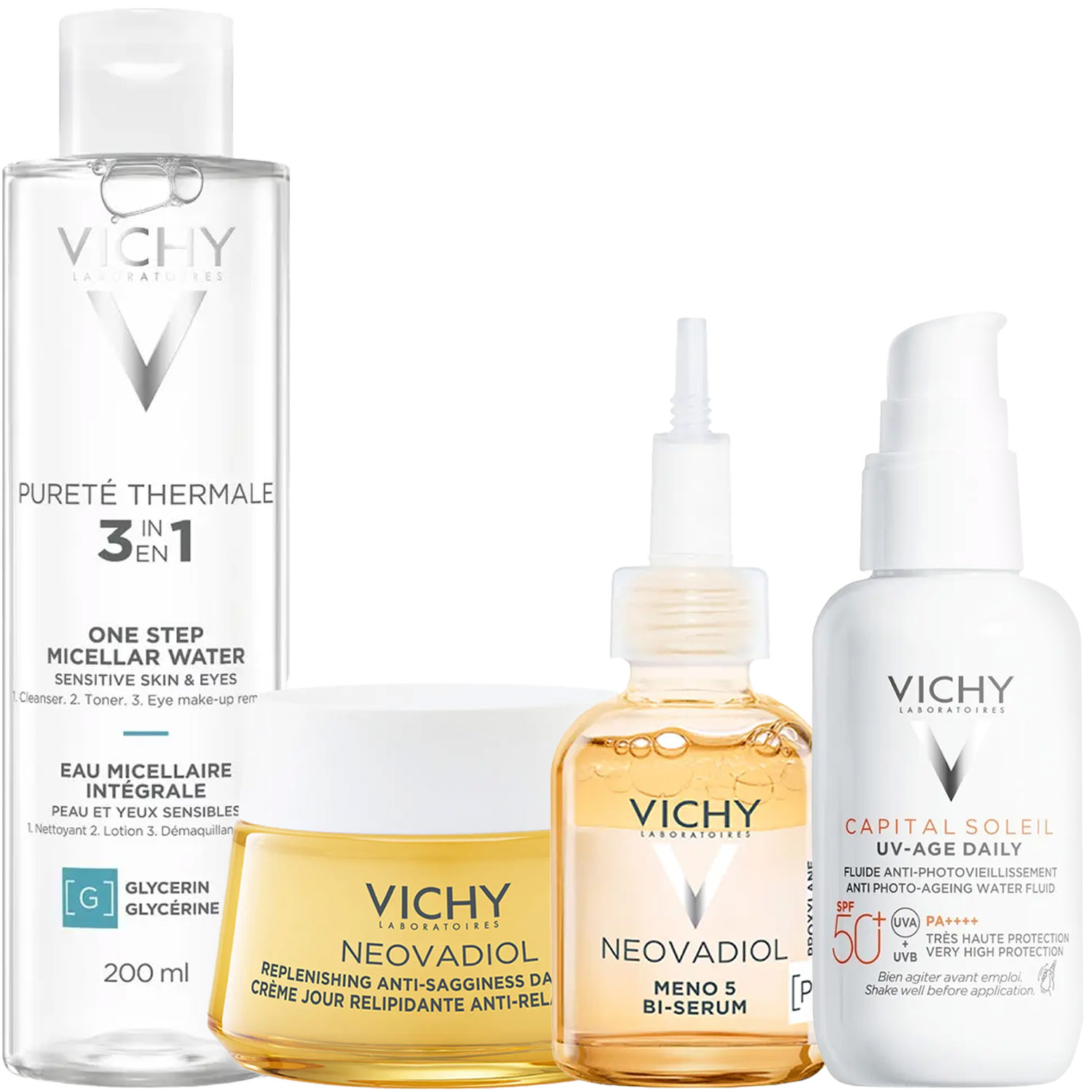 Виши Программа Neovadiol комплексный уход: мицеллярная вода 200 мл + крем день 50 мл + сыворотка 30 мл + флюид SPF50+ 40 мл (Vichy, Neovadiol) фото 5
