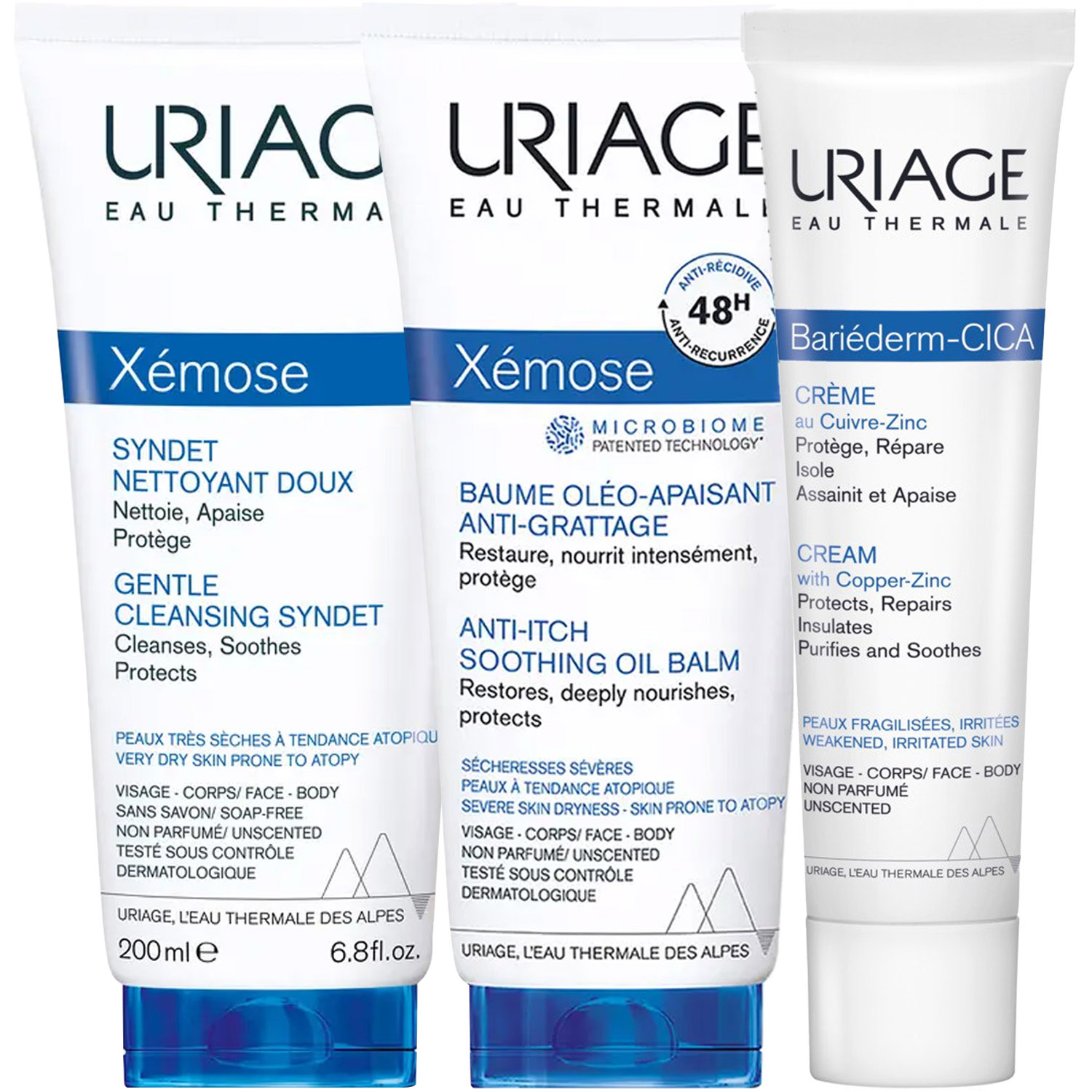 Урьяж Программа Xemose комплексный уход: гель 200 мл + бальзам 200 мл + цика-крем 40 мл (Uriage, Xemose) фото 5