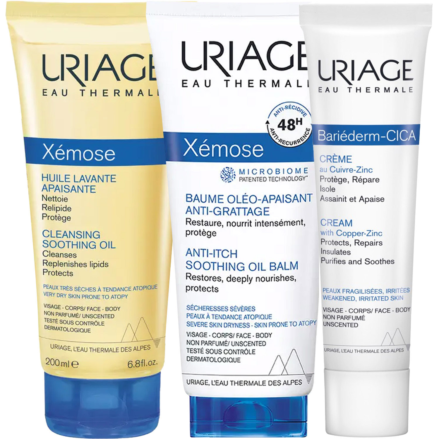 Урьяж Программа Xemose комплексный уход: масло 200 мл + бальзам 200 мл + цика-крем 40 мл (Uriage, Xemose) фото 5