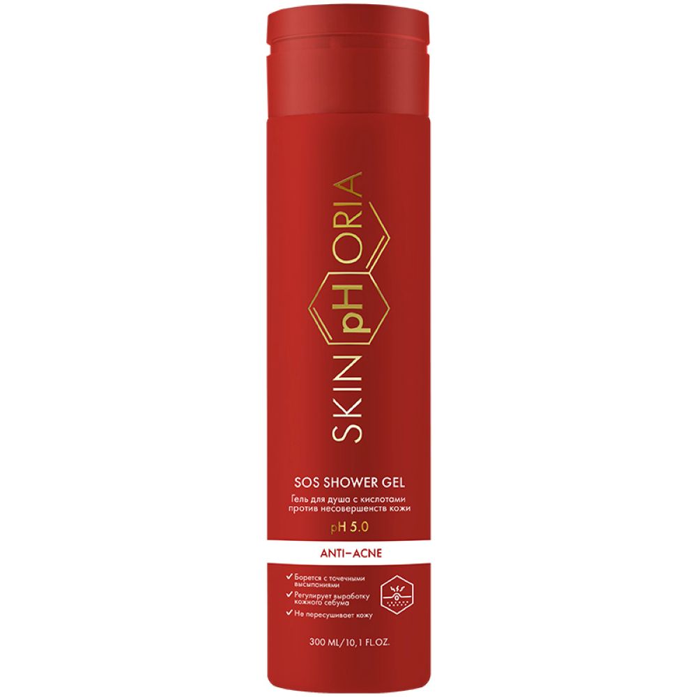 Скинфория Гель для душа с кислотами против несовершенств кожи SOS Shower Gel, 300 мл (SkinpHoria, Anti-Acne) фото 0