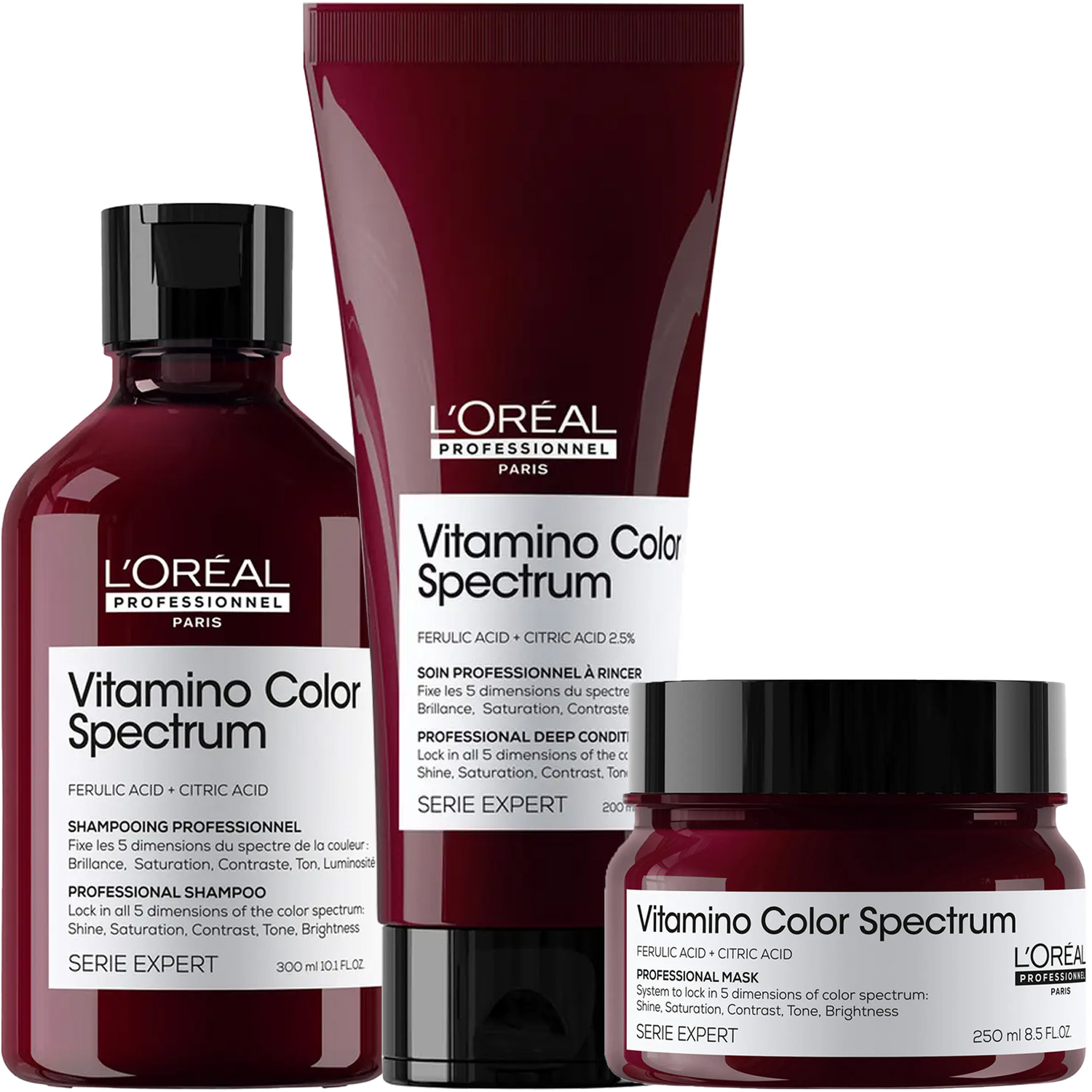Лореаль Профессионель Программа Vitamino Color Spectrum комплексный уход: шампунь 300 мл + кондиционер 200 мл + маска 250 мл (L'oreal Professionnel, Serie Expert) фото 5