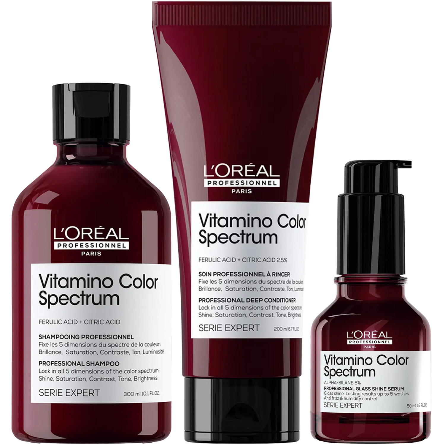 Лореаль Профессионель Программа Vitamino Color Spectrum комплексный уход: шампунь 300 мл + кондиционер 200 мл + сыворотка 50 мл (L'oreal Professionnel, Serie Expert) фото 5