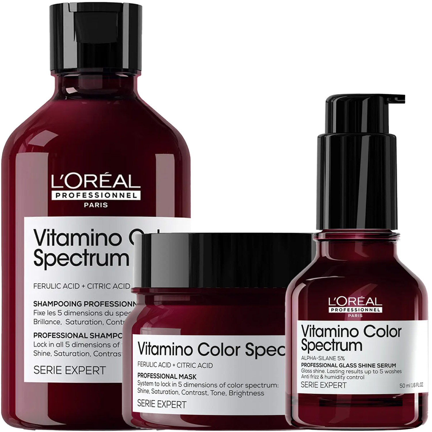 Лореаль Профессионель Программа Vitamino Color Spectrum комплексный уход: шампунь 300 мл + маска 250 мл + сыворотка 50 мл (L'oreal Professionnel, Serie Expert) фото 5