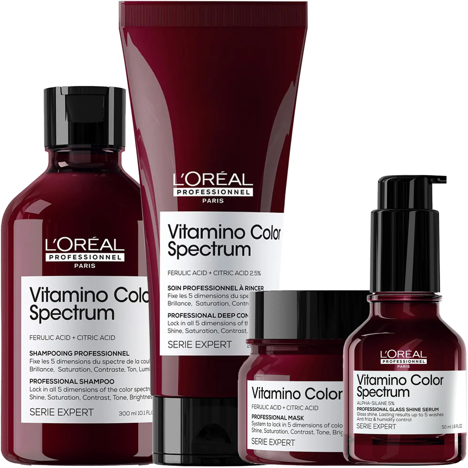 Лореаль Профессионель Программа Vitamino Color Spectrum комплексный уход: шампунь 300 мл + кондиционер 200 мл + маска 250 мл + сыворотка 50 мл (L'oreal Professionnel, Serie Expert) фото 5