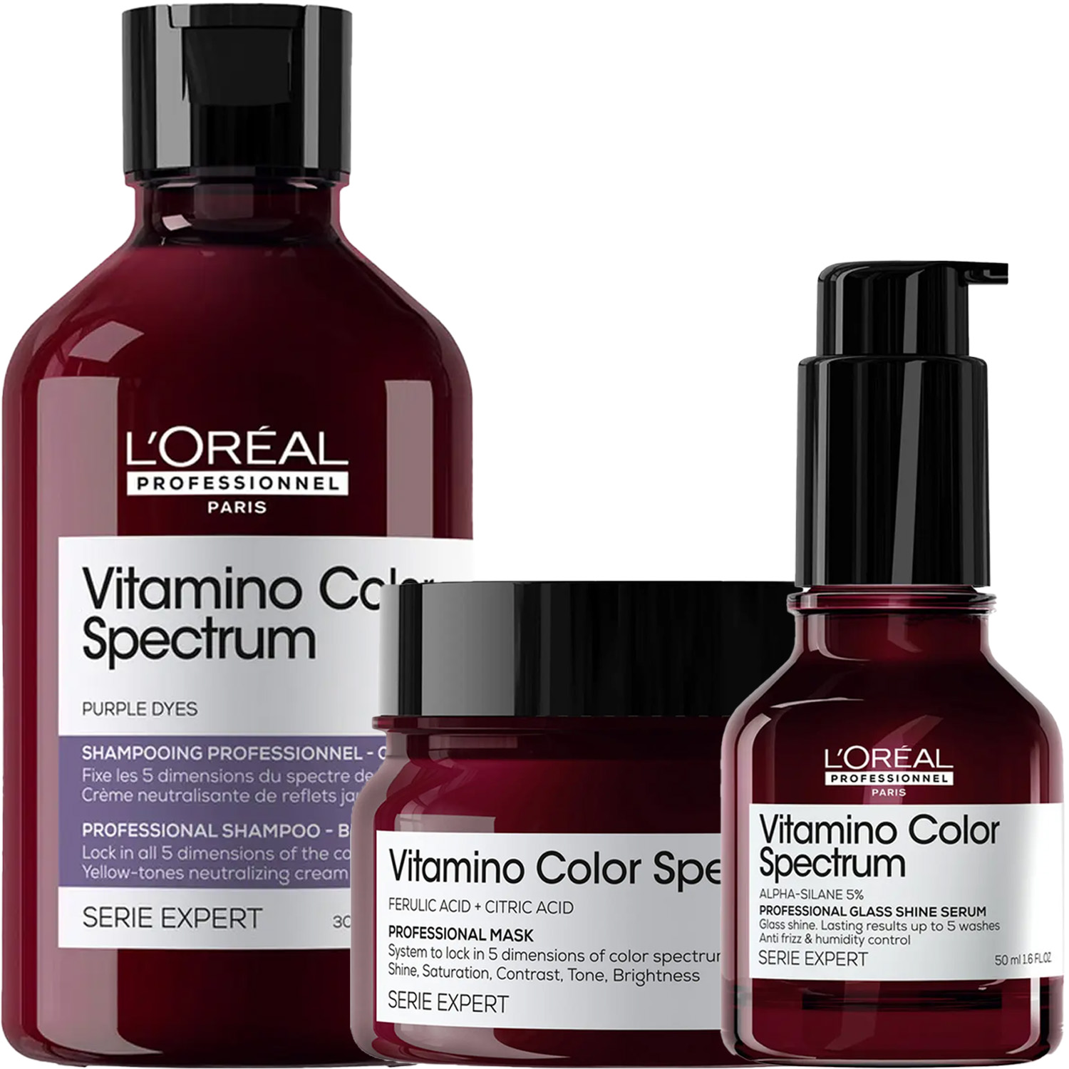 Лореаль Профессионель Программа Vitamino Color Spectrum комплексный уход для светлых волос: шампунь 300 мл + маска 250 мл + сыворотка 50 мл (L'oreal Professionnel, Serie Expert) фото 5