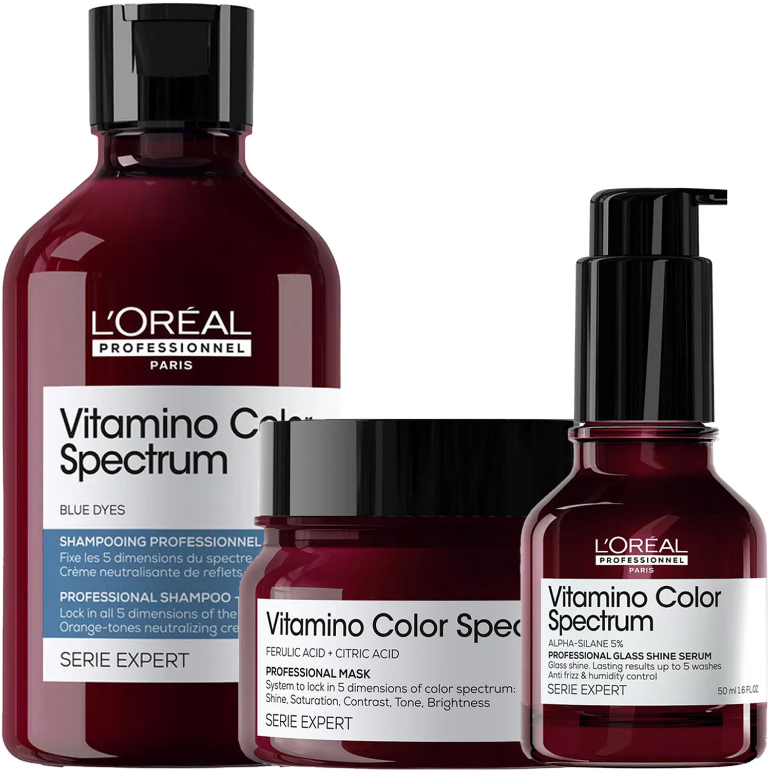 Лореаль Профессионель Программа Vitamino Color Spectrum комплексный уход для русых волос: шампунь 300 мл + маска 250 мл + сыворотка 50 мл (L'oreal Professionnel, Serie Expert) фото 5