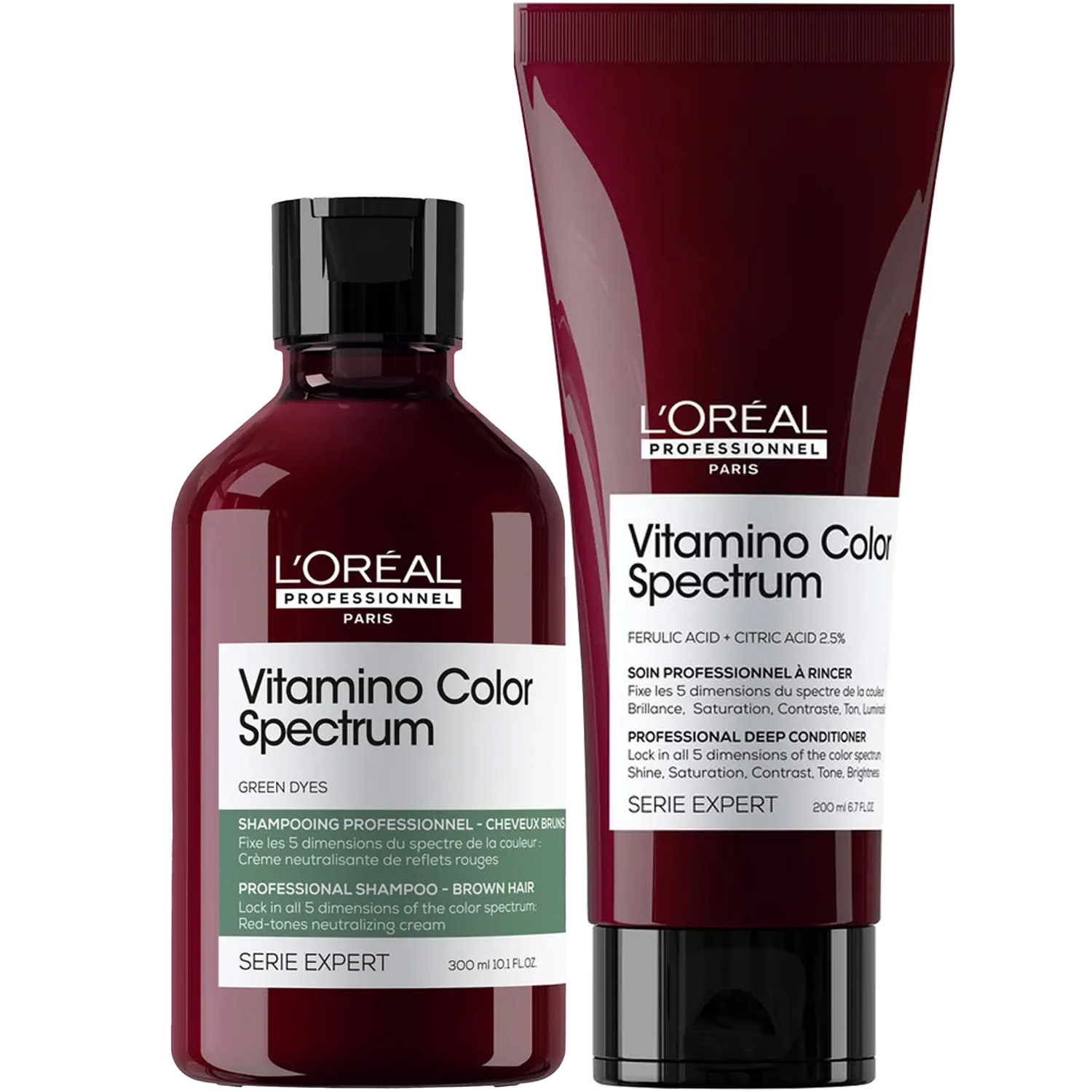 Лореаль Профессионель Программа Vitamino Color Spectrum базовый уход для каштановых/черных волос: шампунь 300 мл + кондиционер 200 мл (L'oreal Professionnel, Serie Expert) фото 5