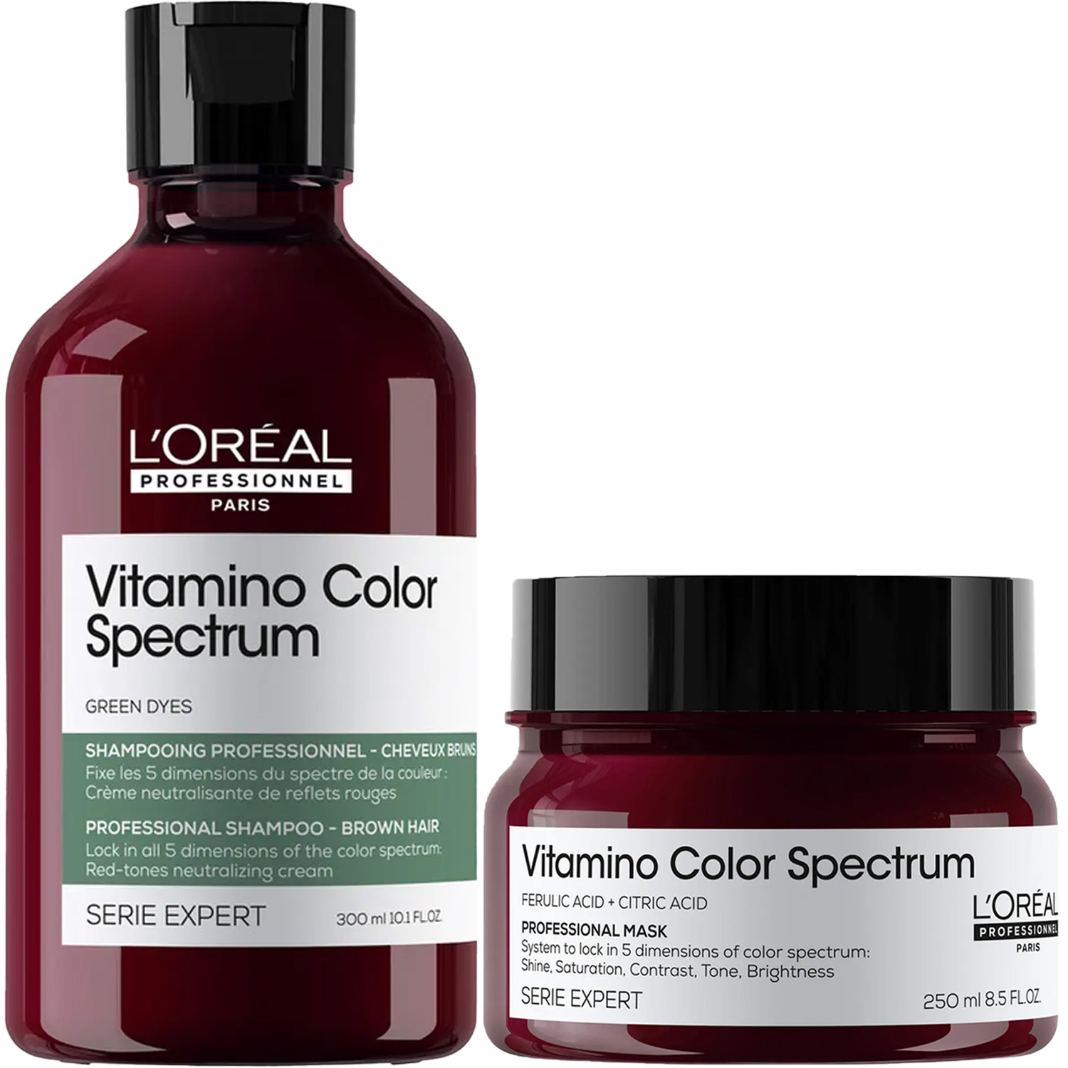Лореаль Профессионель Программа Vitamino Color Spectrum базовый уход для каштановых/черных волос: шампунь 300 мл + маска 250 мл (L'oreal Professionnel, Serie Expert) фото 5