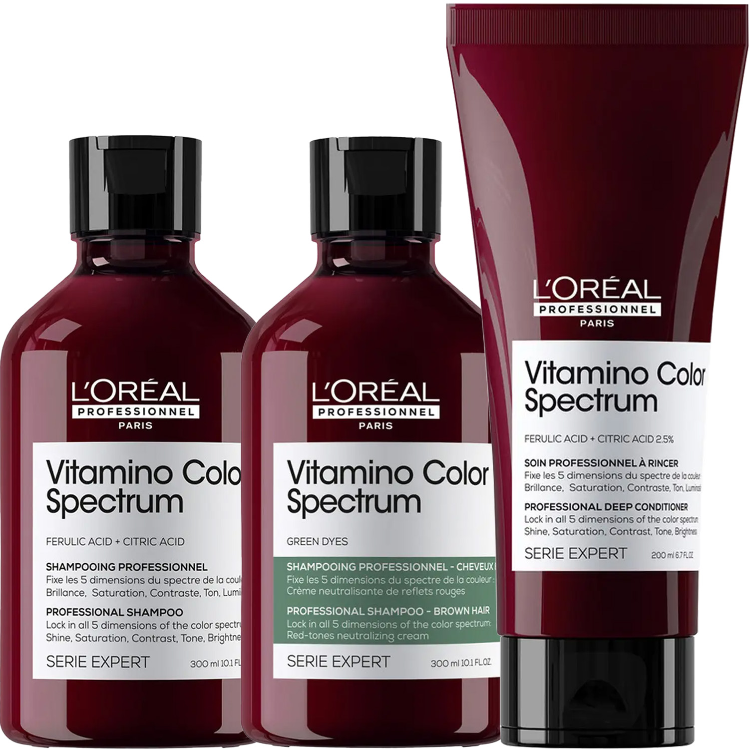 Лореаль Профессионель Программа Vitamino Color Spectrum базовый уход для каштановых/черных волос: шампунь 2х300 мл + кондиционер 200 мл (L'oreal Professionnel, Serie Expert) фото 5