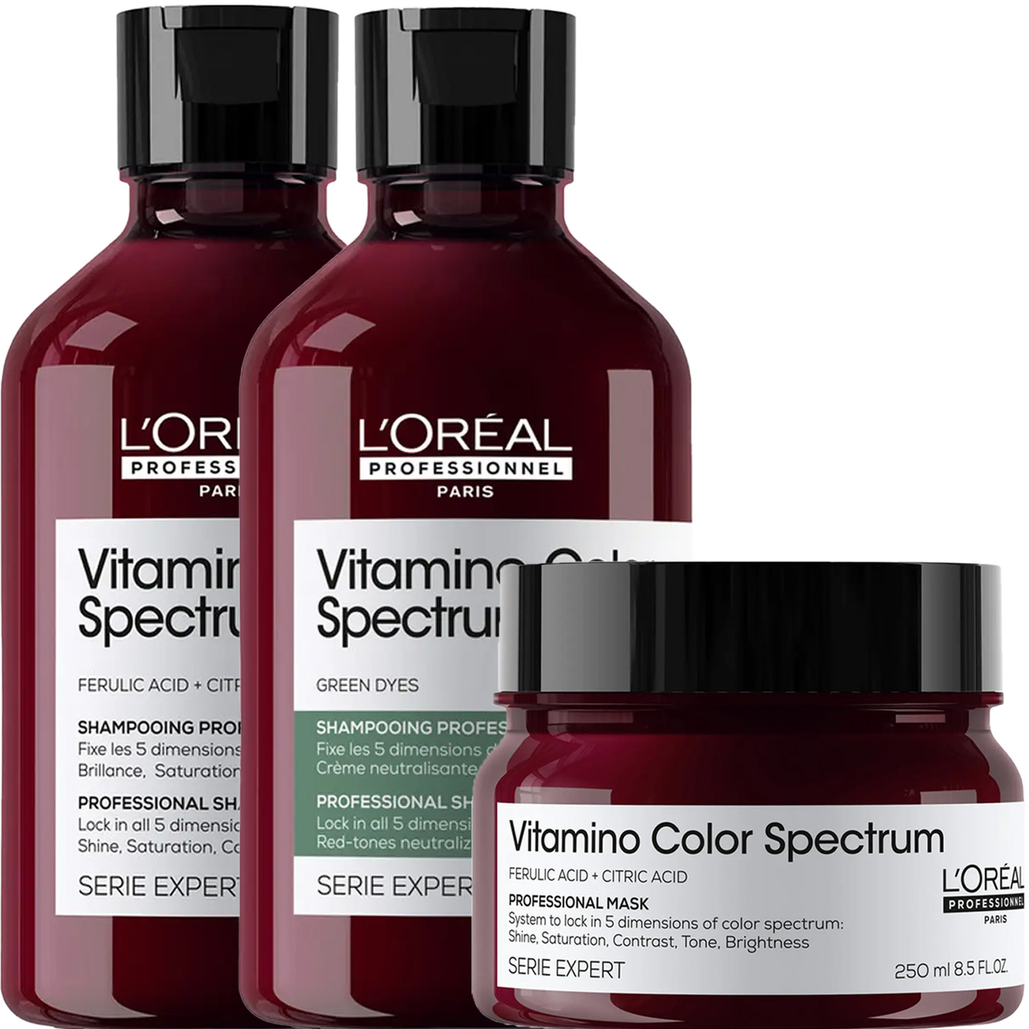 Лореаль Профессионель Программа Vitamino Color Spectrum базовый уход для каштановых/черных волос: шампунь 2х300 мл + маска 250 мл (L'oreal Professionnel, Serie Expert) фото 5