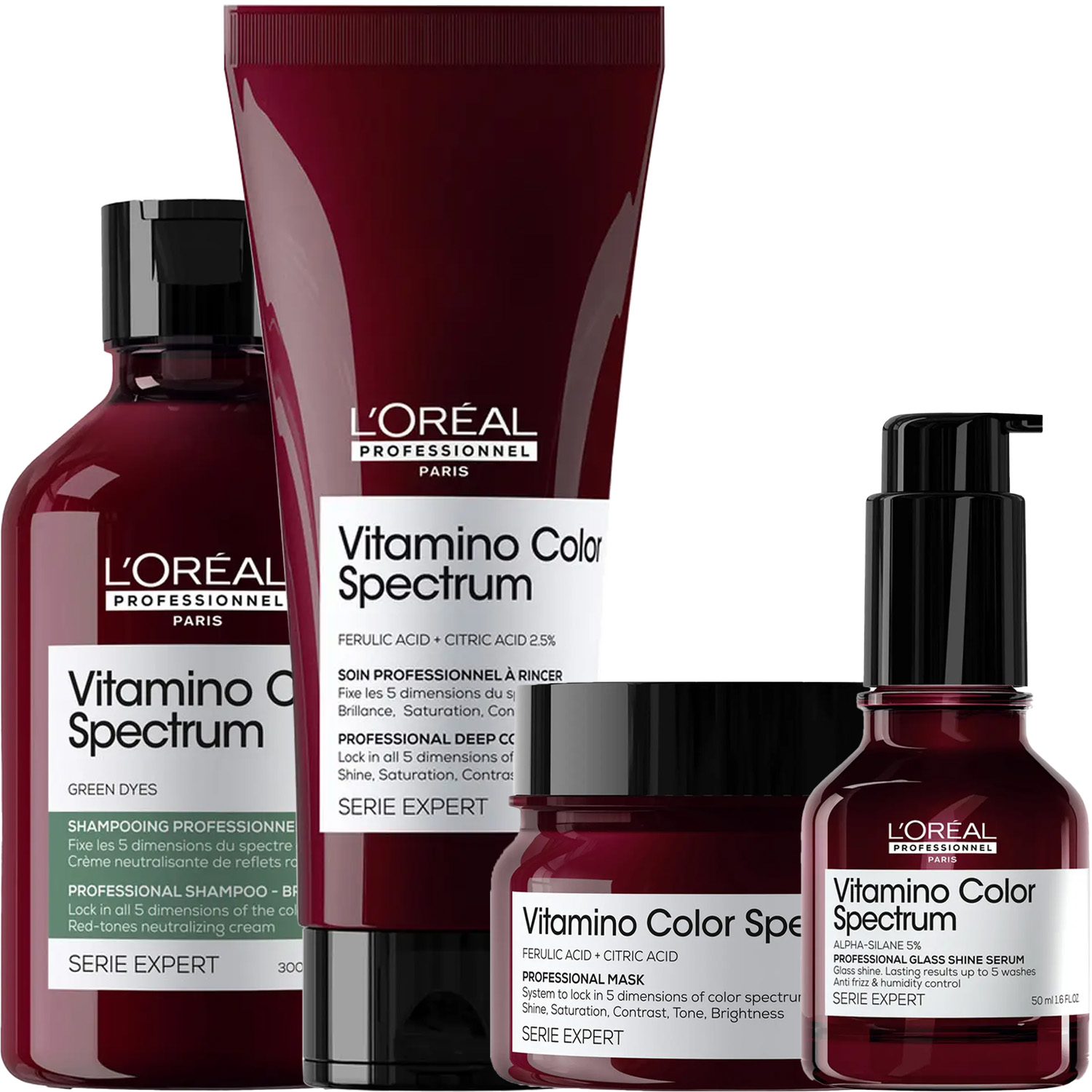 Лореаль Профессионель Программа Vitamino Color Spectrum комплексный уход для каштановых/черных волос: шампунь 300 мл + кондиционер 200 мл + маска 250 мл + сыворотка 50 мл (L'oreal Professionnel, Serie Expert) фото 5