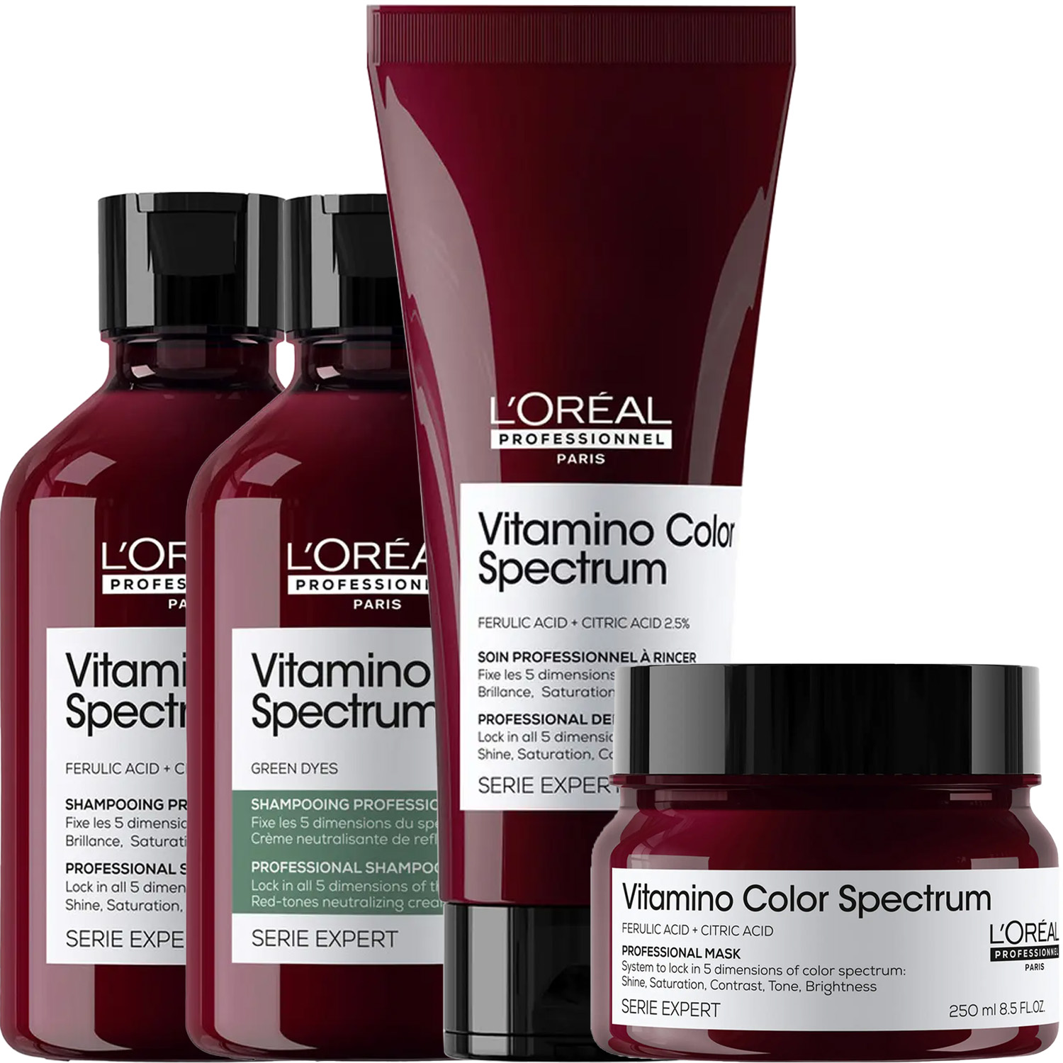 Лореаль Профессионель Программа Vitamino Color Spectrum комплексный уход для каштановых/черных волос: шампунь 2х300 мл + кондиционер 200 мл + маска 250 мл (L'oreal Professionnel, Serie Expert) фото 5