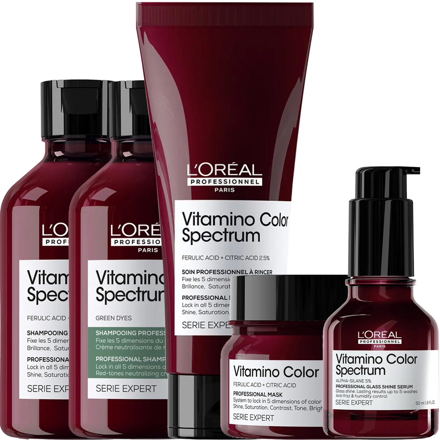 Лореаль Профессионель Программа Vitamino Color Spectrum комплексный уход для каштановых/черных волос: шампунь 2х300 мл + кондиционер 200 мл + маска 250 мл + сыворотка 50 мл (L'oreal Professionnel, Serie Expert) фото 5