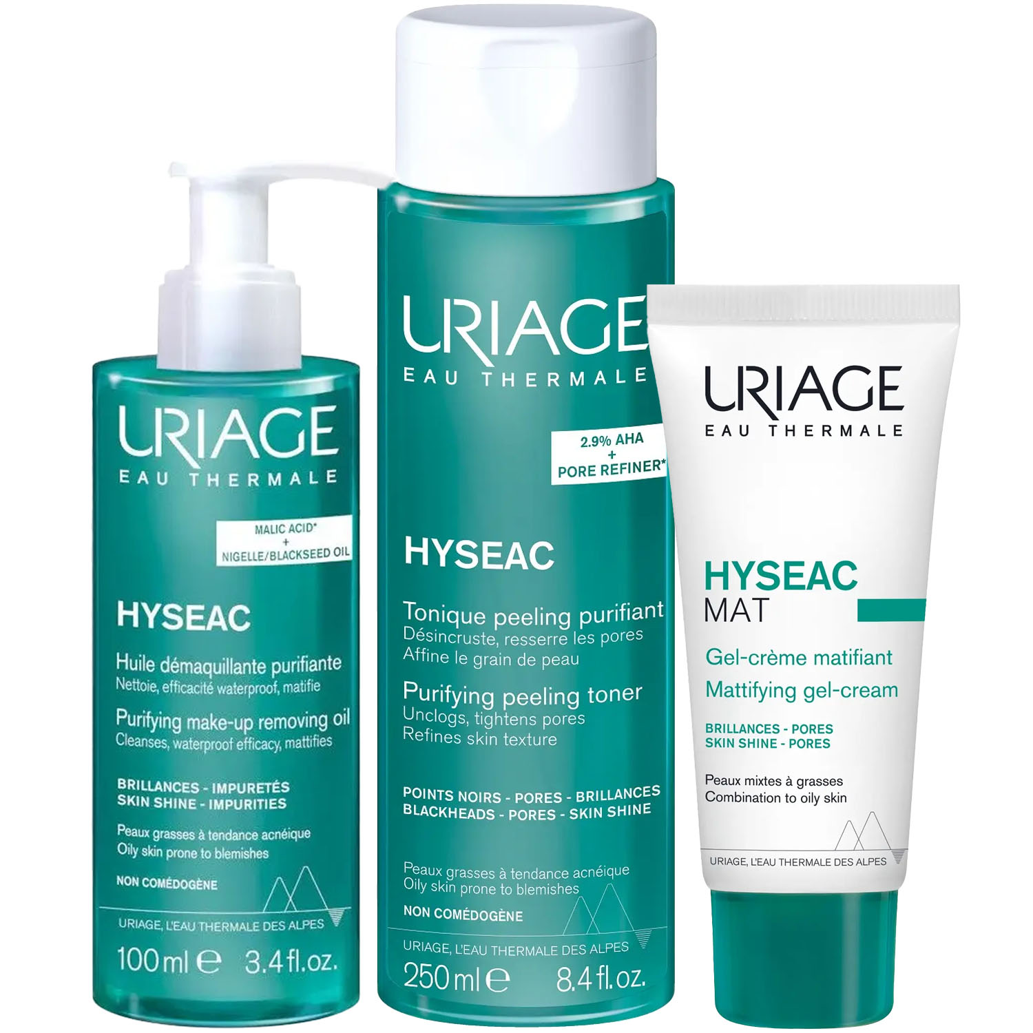 Урьяж Программа Hyseac очищение и основной уход: масло 100 мл + лосьон 250 мл + гель-крем 40 мл (Uriage, Hyseac) фото 5