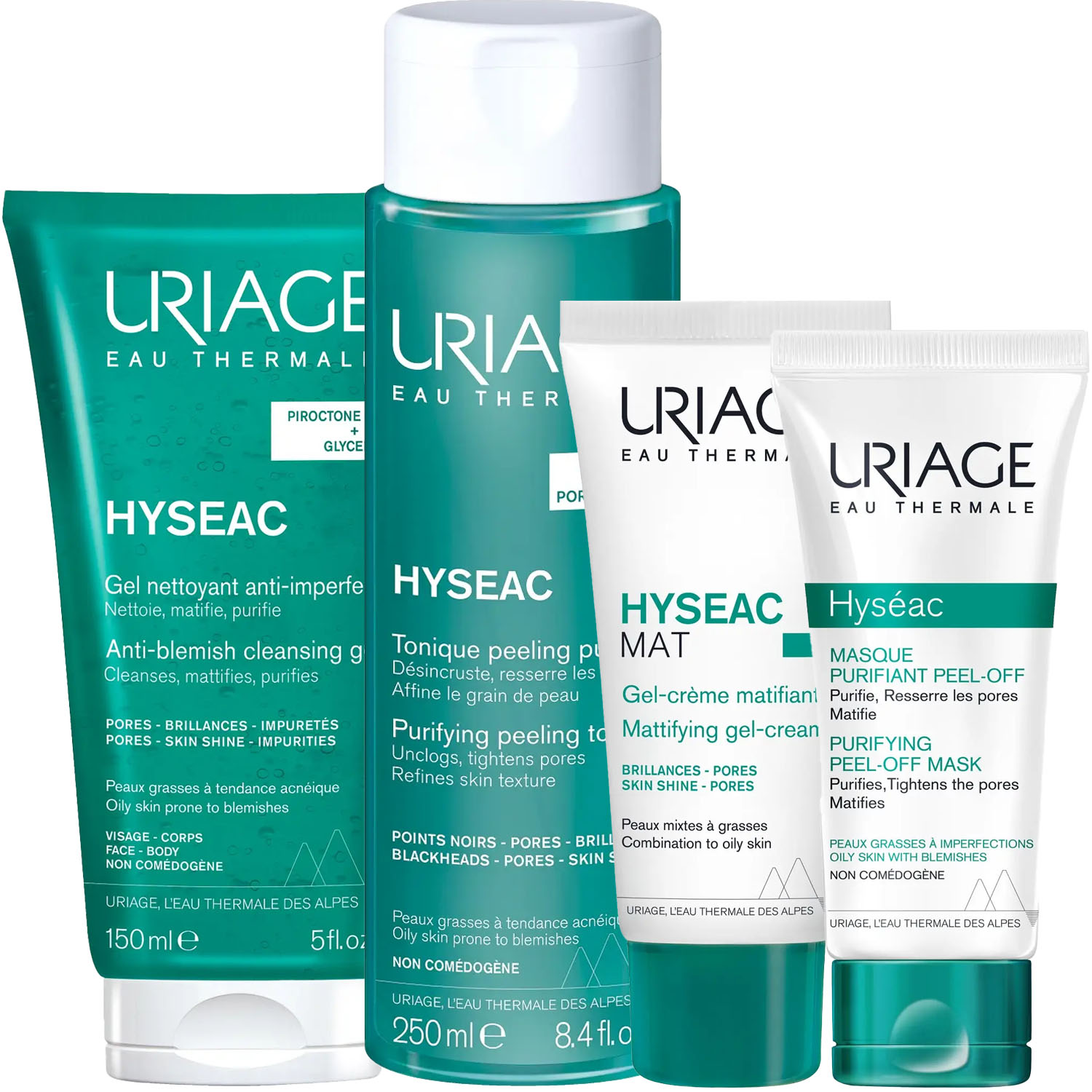 Урьяж Программа Hyseac комплексный уход: гель 150 мл + лосьон 250 мл + гель-крем 40 мл + маска-пленка 50 мл (Uriage, Hyseac) фото 5