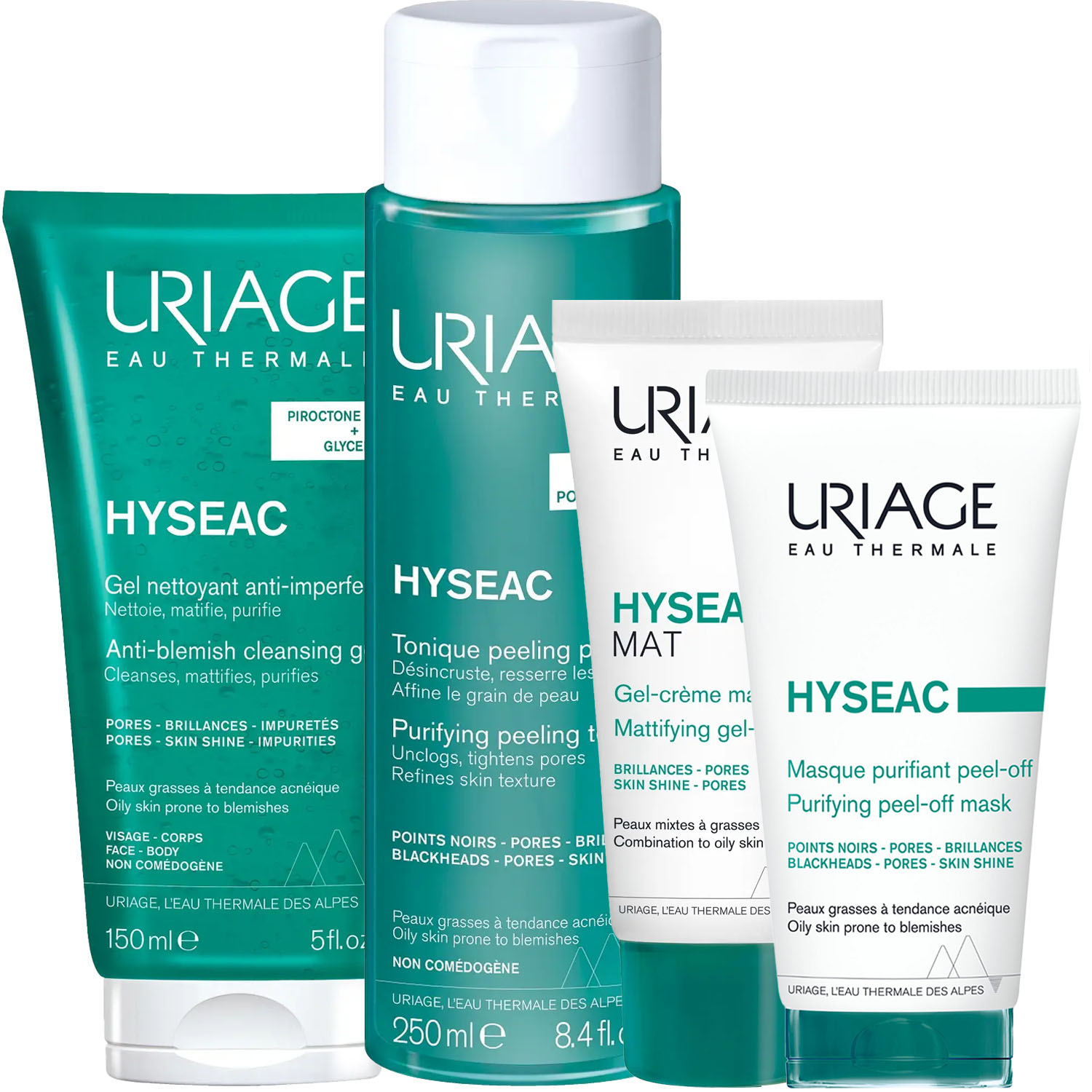 Урьяж Программа Hyseac комплексный уход: гель 150 мл + лосьон 250 мл + гель-крем 40 мл + маска-пленка 50 мл (Uriage, Hyseac) фото 5