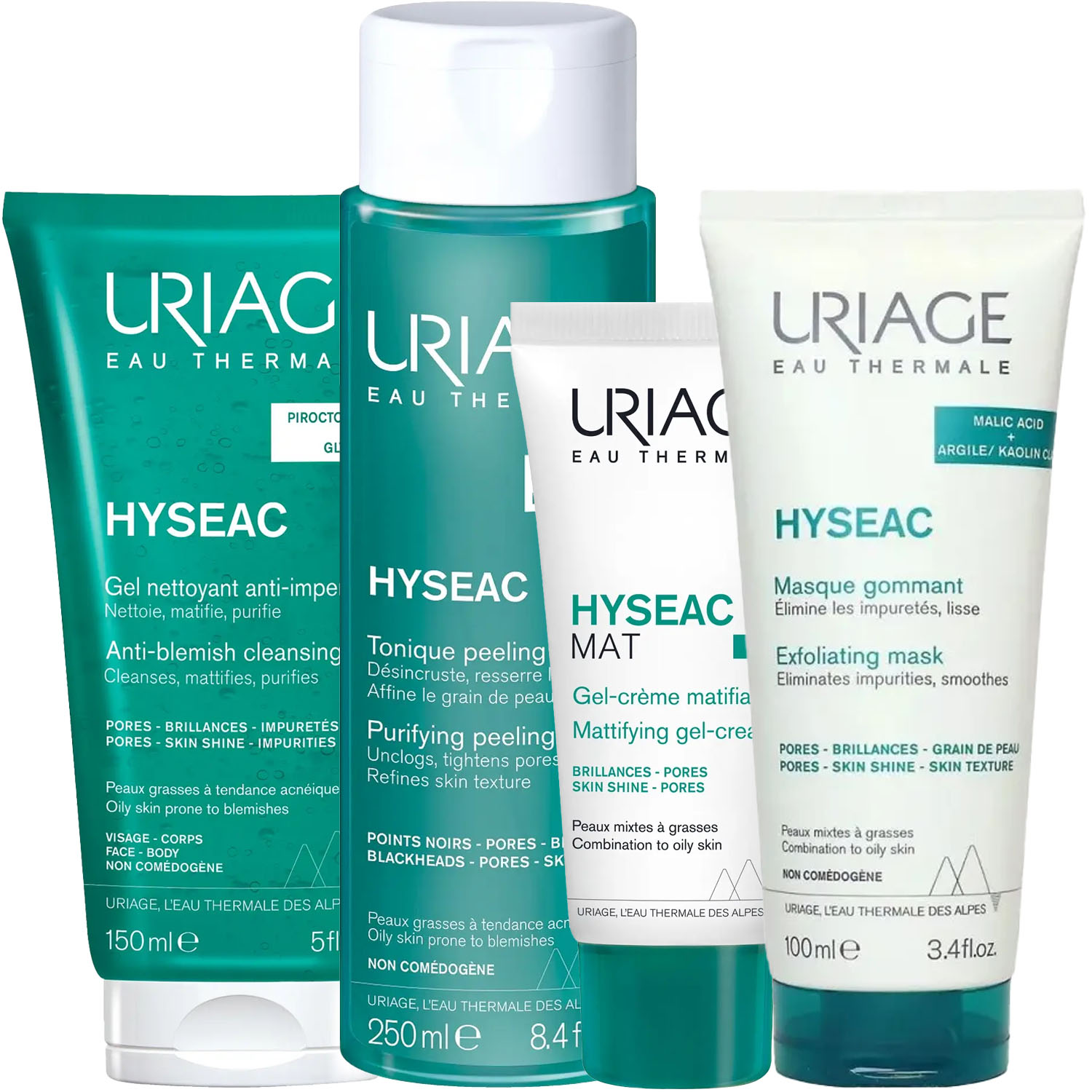 Урьяж Программа Hyseac комплексный уход: гель 150 мл + лосьон 250 мл + гель-крем 40 мл + маска 100 мл (Uriage, Hyseac) фото 5