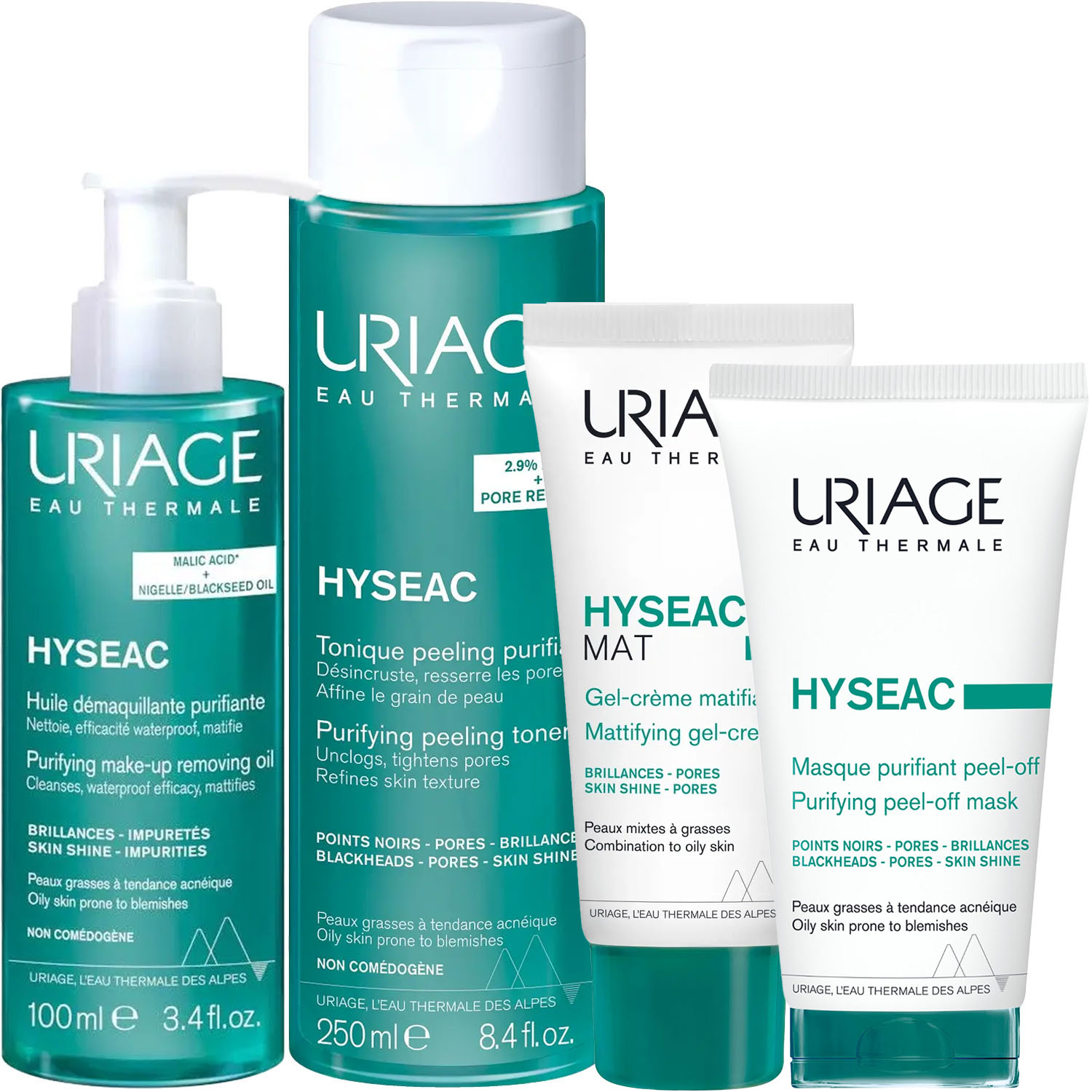 Урьяж Программа Hyseac комплексный уход: масло 100 мл + лосьон 250 мл + гель-крем 40 мл + маска-пленка 50 мл (Uriage, Hyseac) фото 5