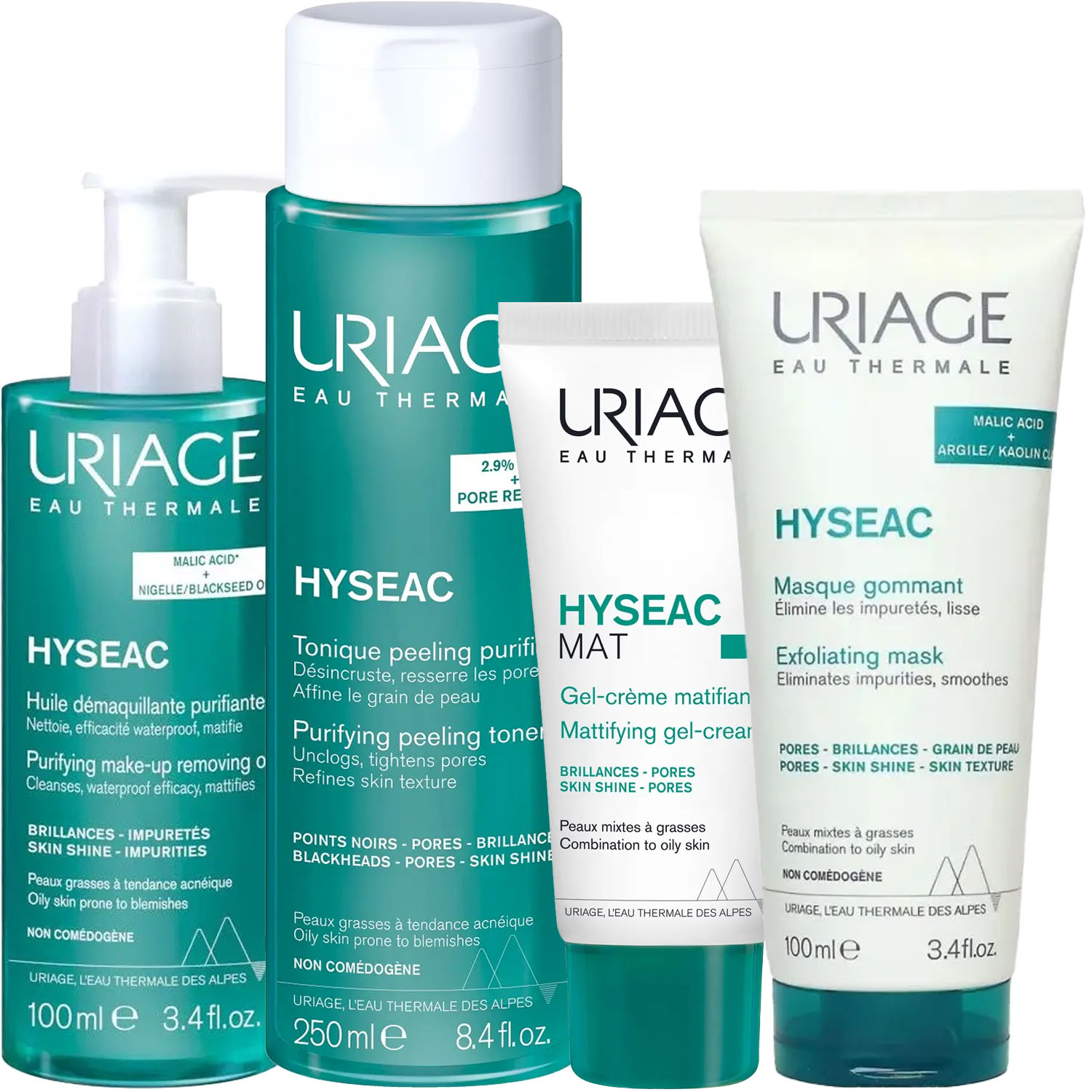 Урьяж Программа Hyseac комплексный уход: масло 100 мл + лосьон 250 мл + гель-крем 40 мл + маска 100 мл (Uriage, Hyseac) фото 5