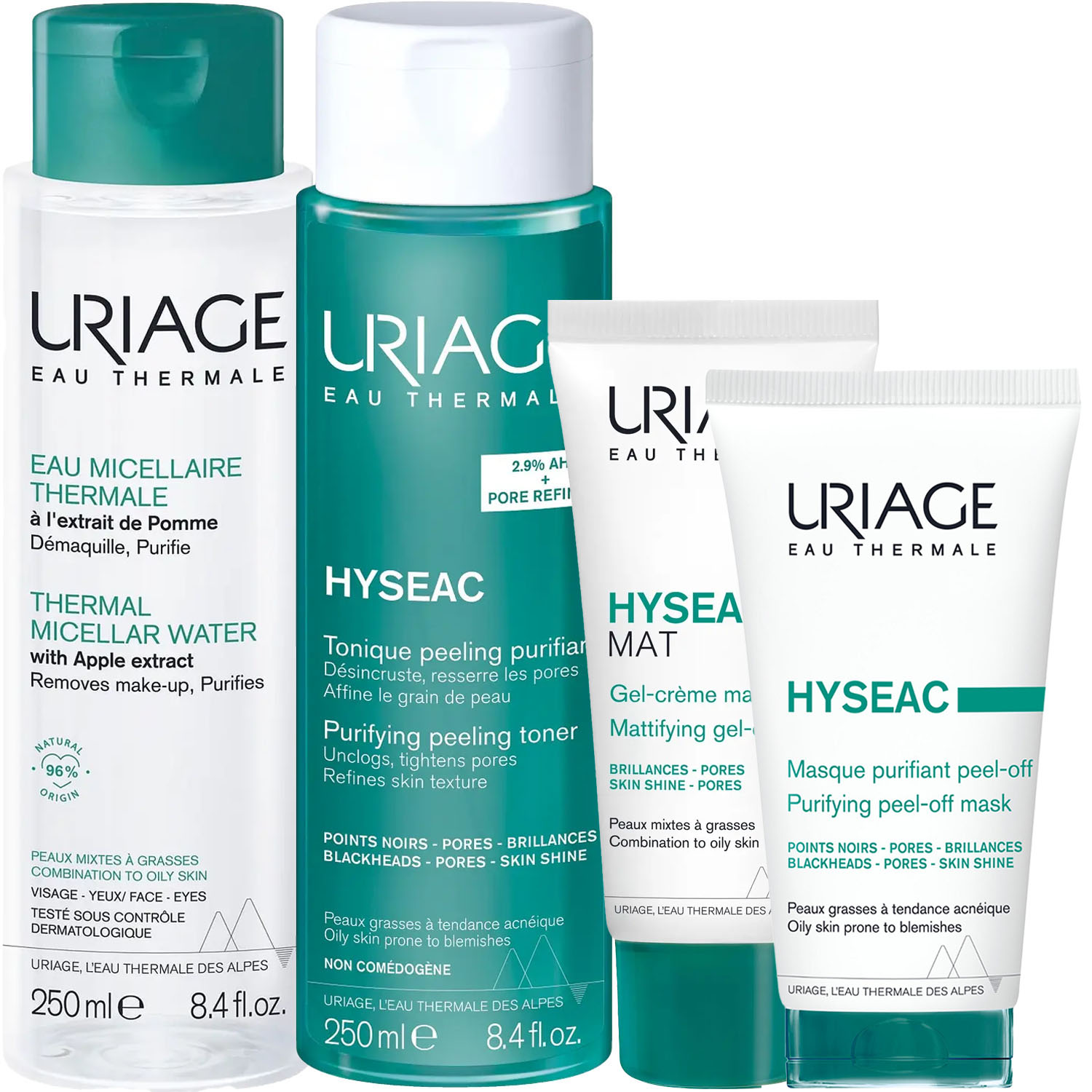 Урьяж Программа Hyseac комплексный уход: мицеллярная вода 250 мл + лосьон 250 мл + гель-крем 40 мл + маска-пленка 50 мл (Uriage, Hyseac) фото 5