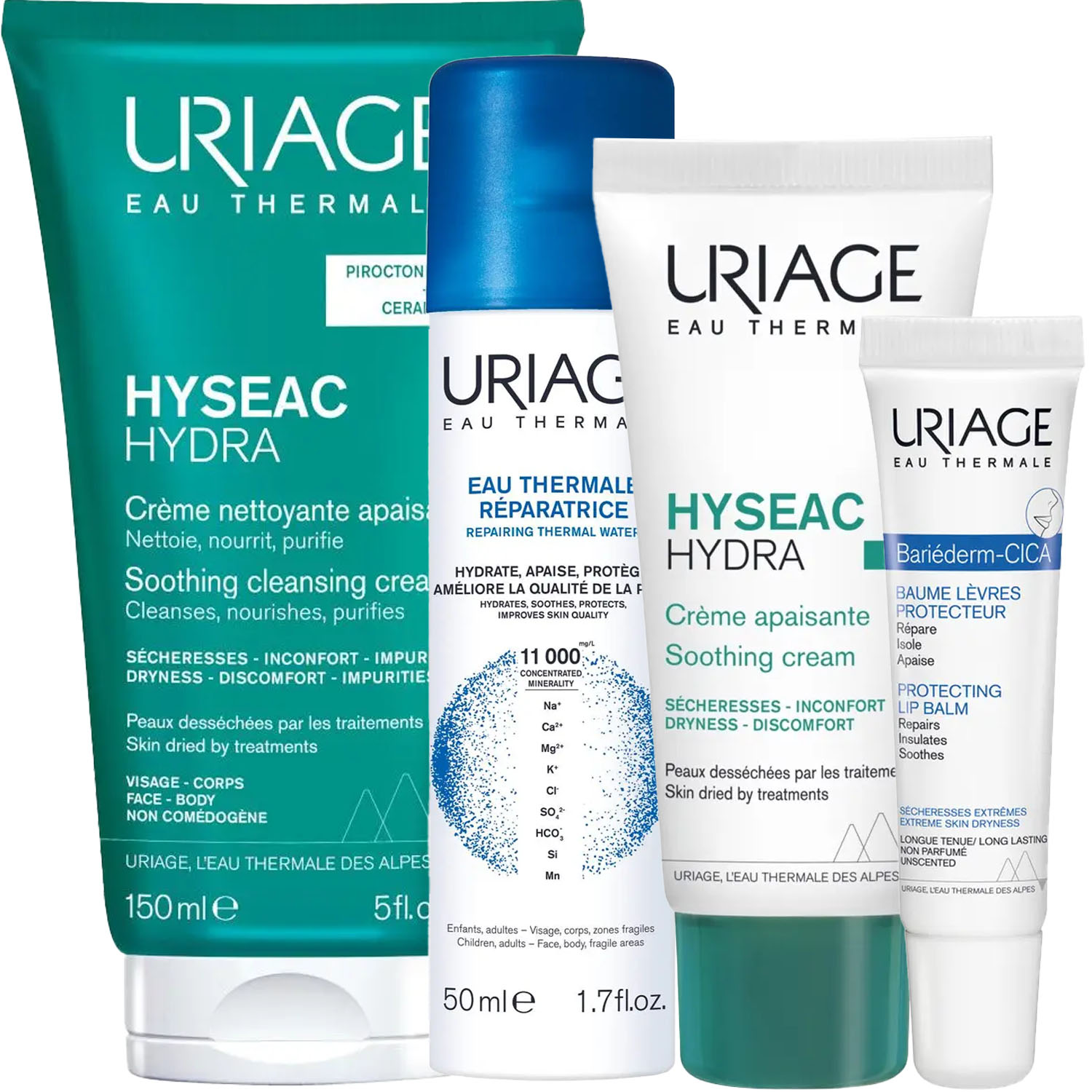 Урьяж Программа Hyseac комплексный уход: крем для умывания 150 мл + термальная вода 50 мл + крем 40 мл + бальзам для губ 15 мл (Uriage, Hyseac) фото 5