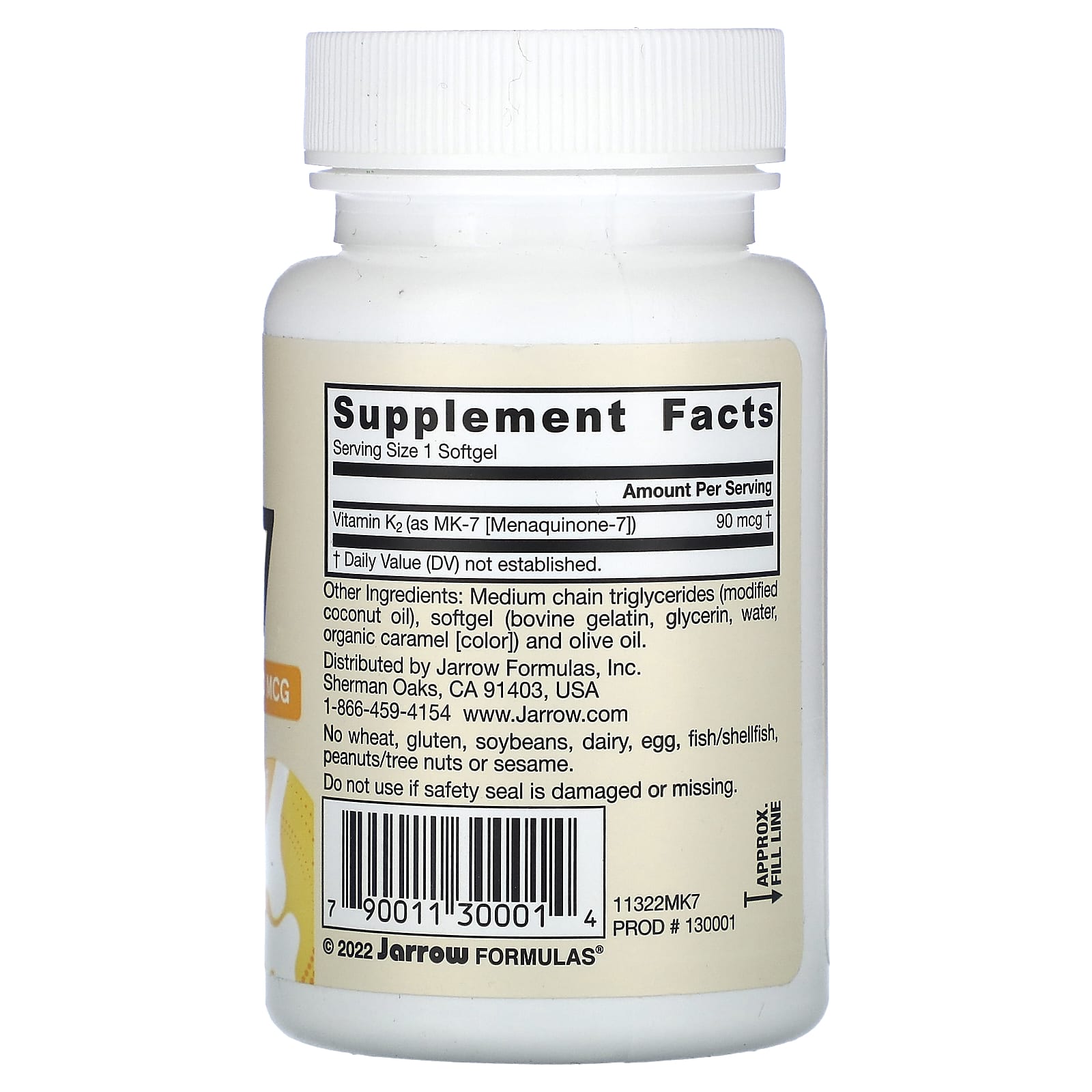  MK-7 90 мкг, 60 капсул (JARROW, Здоровье костей и суставов) фото 1