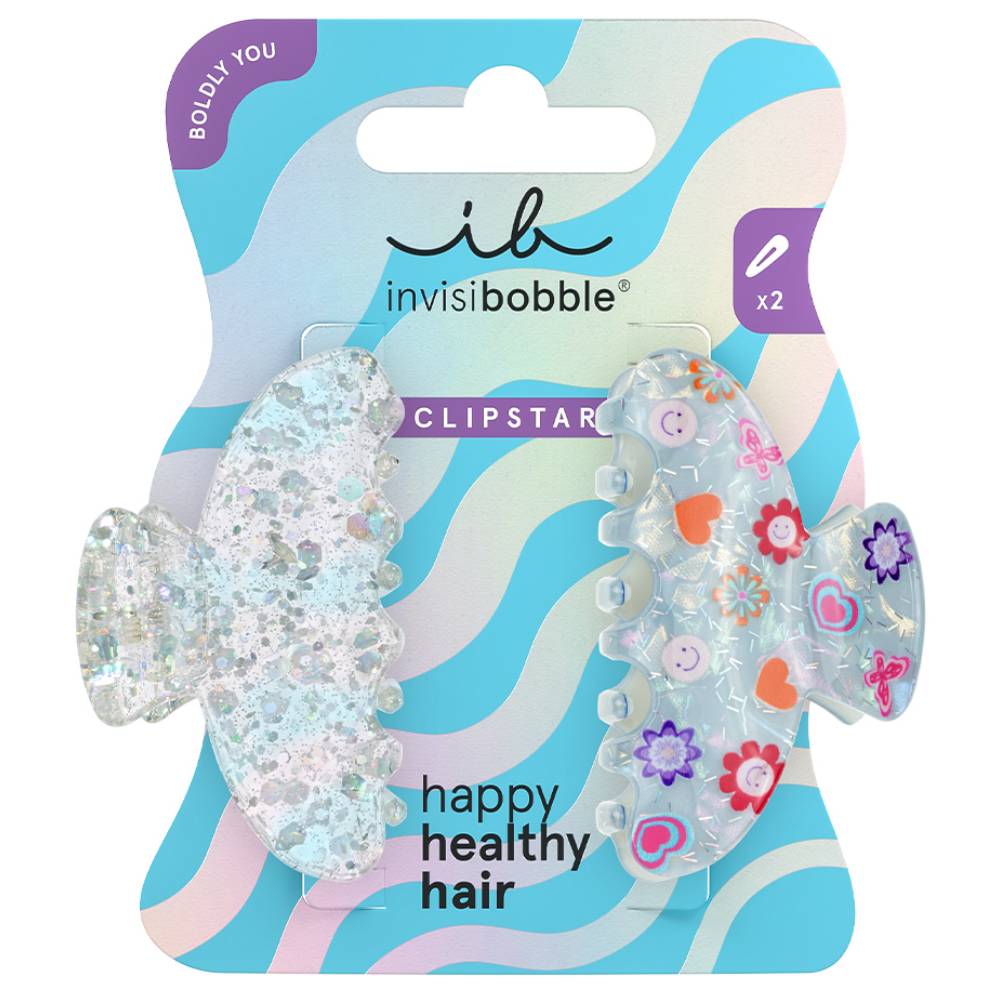 Инвизибабл Заколка-крабик Cosmic Glow размер M, 2 шт (Invisibobble, Clipstar) фото 0