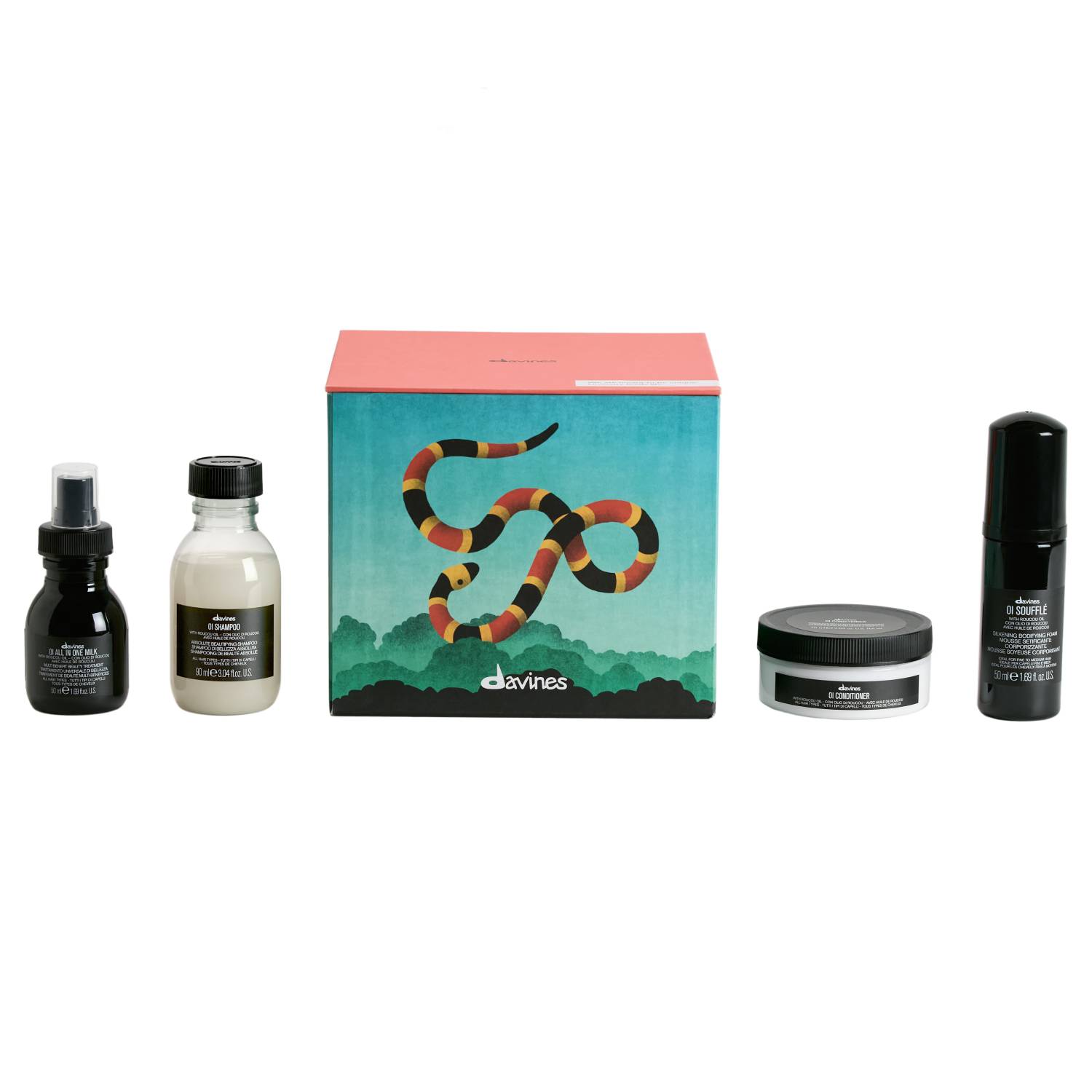 Давинес Набор Mini для абсолютной красоты волос: шампунь 90 мл + кондиционер 75 мл +молочко 50 мл + пенка 50 мл (Davines, OI) фото 0