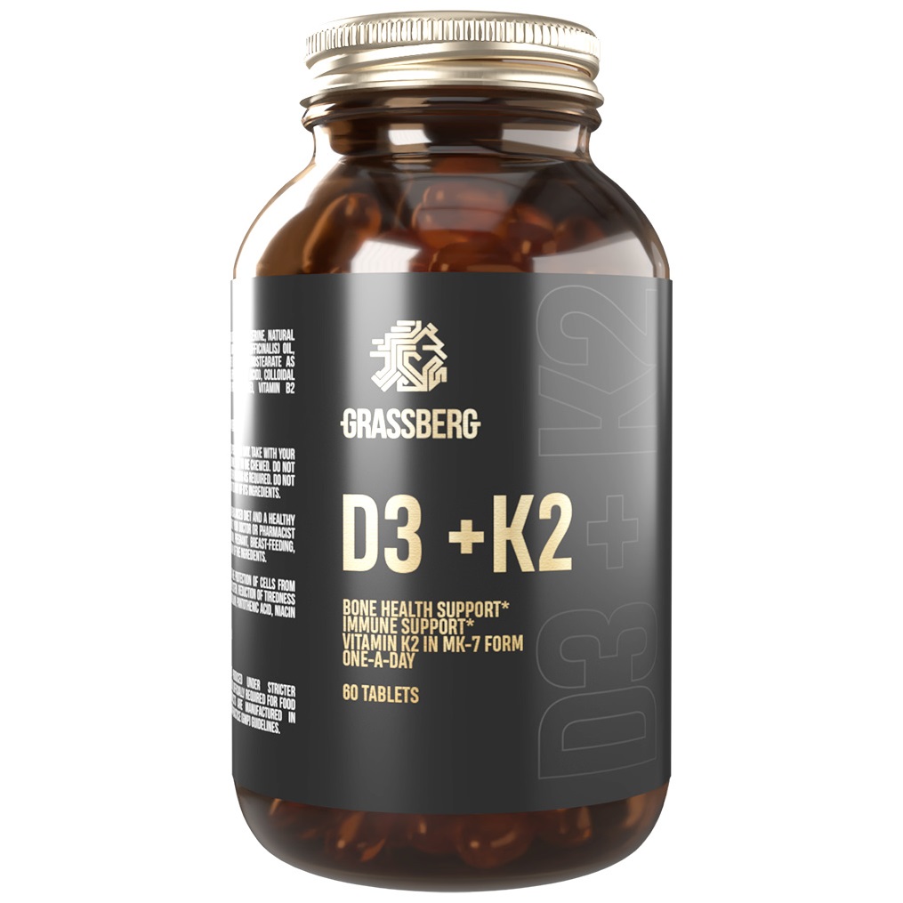 Грасберг Комплекс витаминов D3 2000 ME + K2 18 мкг, 60 таблеток (Grassberg, Витамины и минералы) фото 0