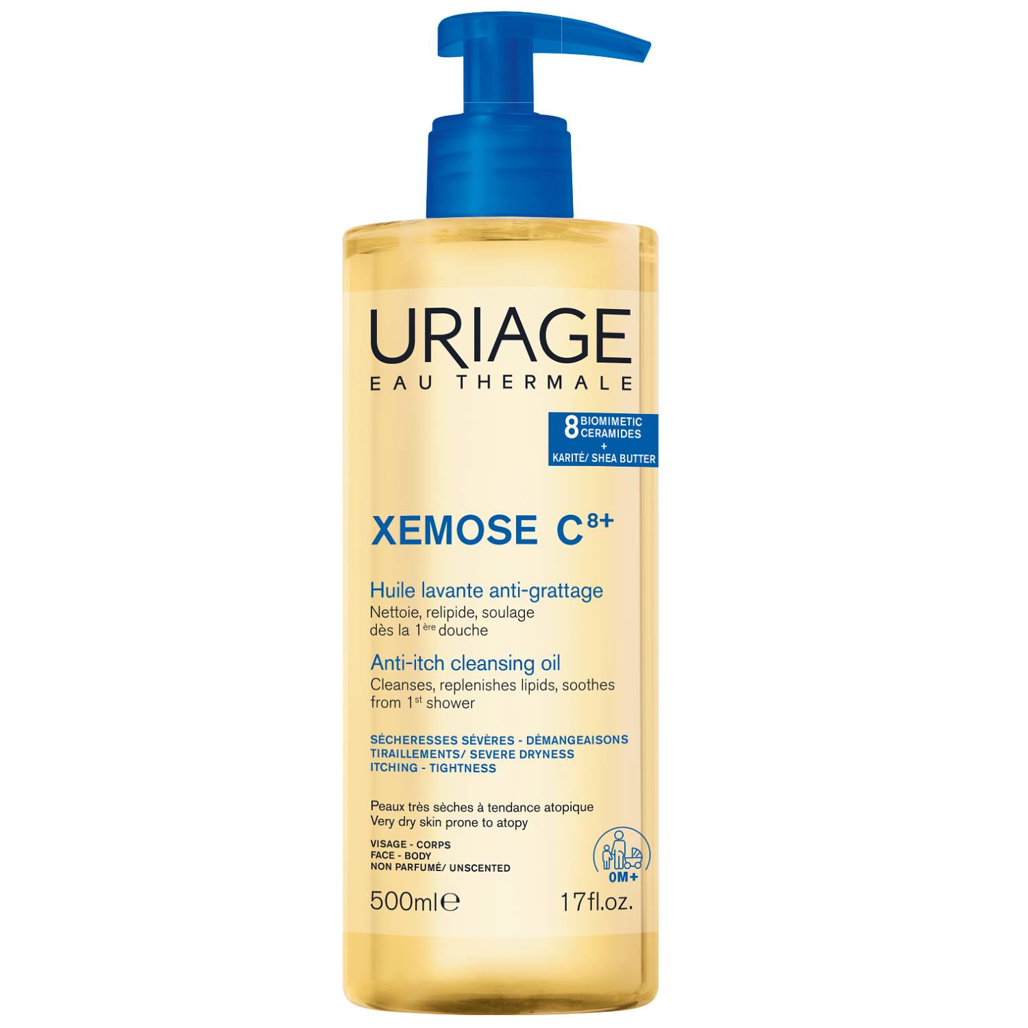 Урьяж Очищающее успокаивающее масло с церамидами для ванной и душа C8+, 500 мл (Uriage, Xemose) фото 0