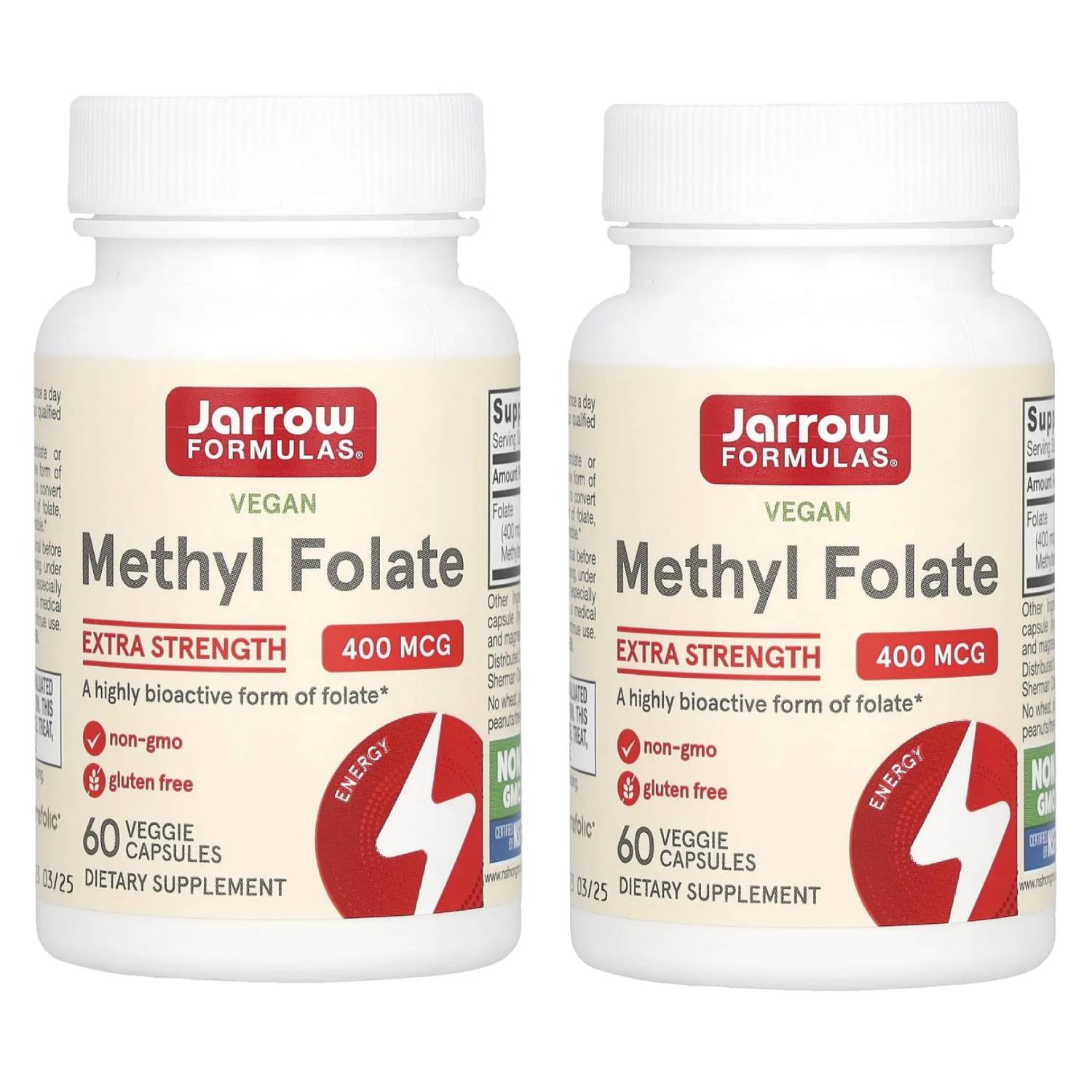  Метилфолат 400 мкг, 2 х 60 капсул (Jarrow, Наборы) фото 0