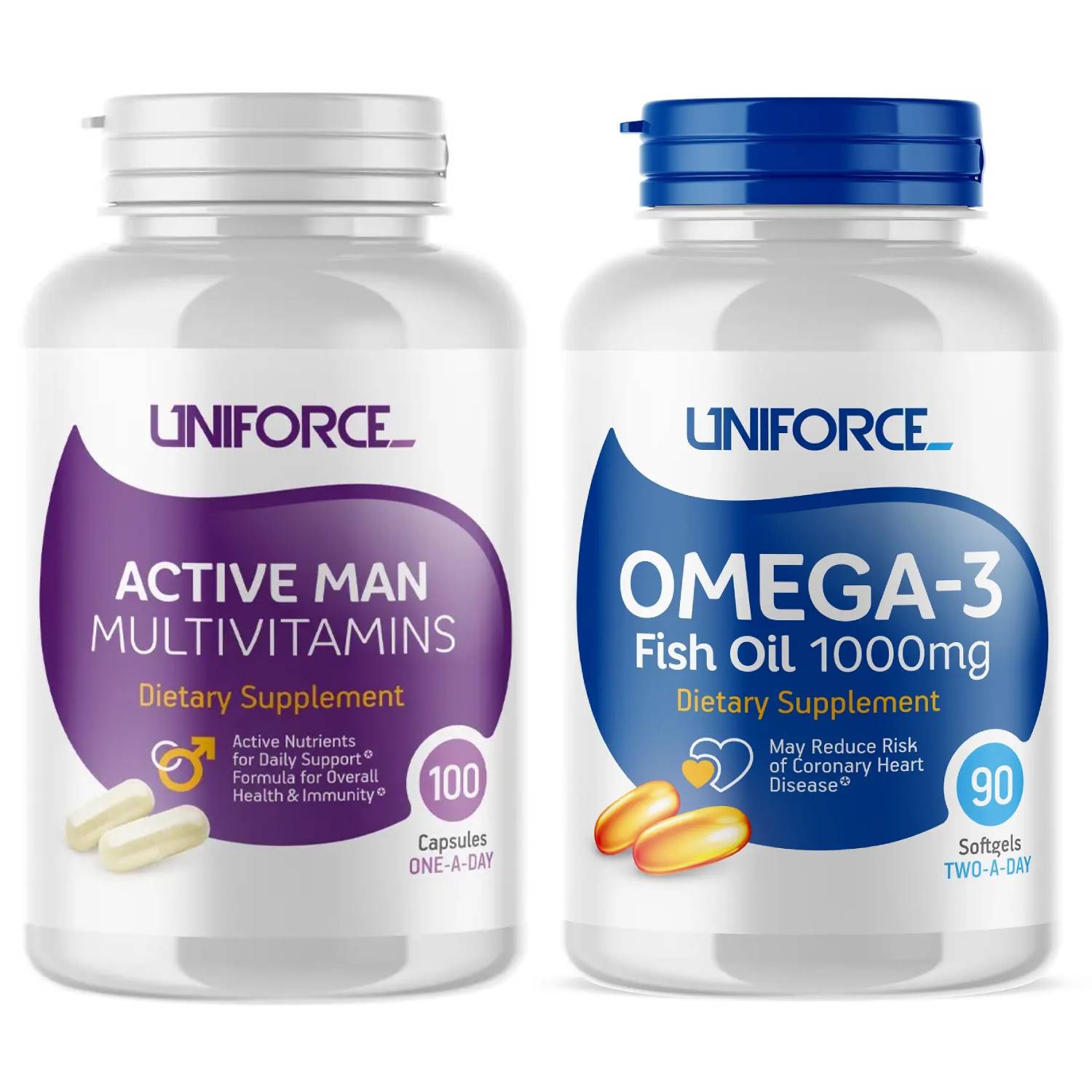 Юнифорс Набор для мужчин: мультивитамины 100 капсул + омега-3 90 капсул х 1000 мг (Uniforce, ) фото 0
