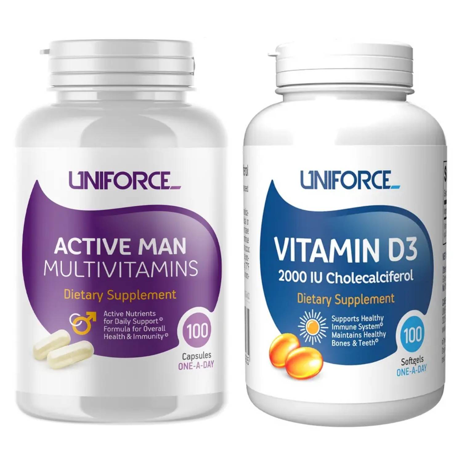 Юнифорс Набор для мужчин: мультивитамины 100 капсул + витамин D3 2000 IU 100 капсул (Uniforce, ) фото 0