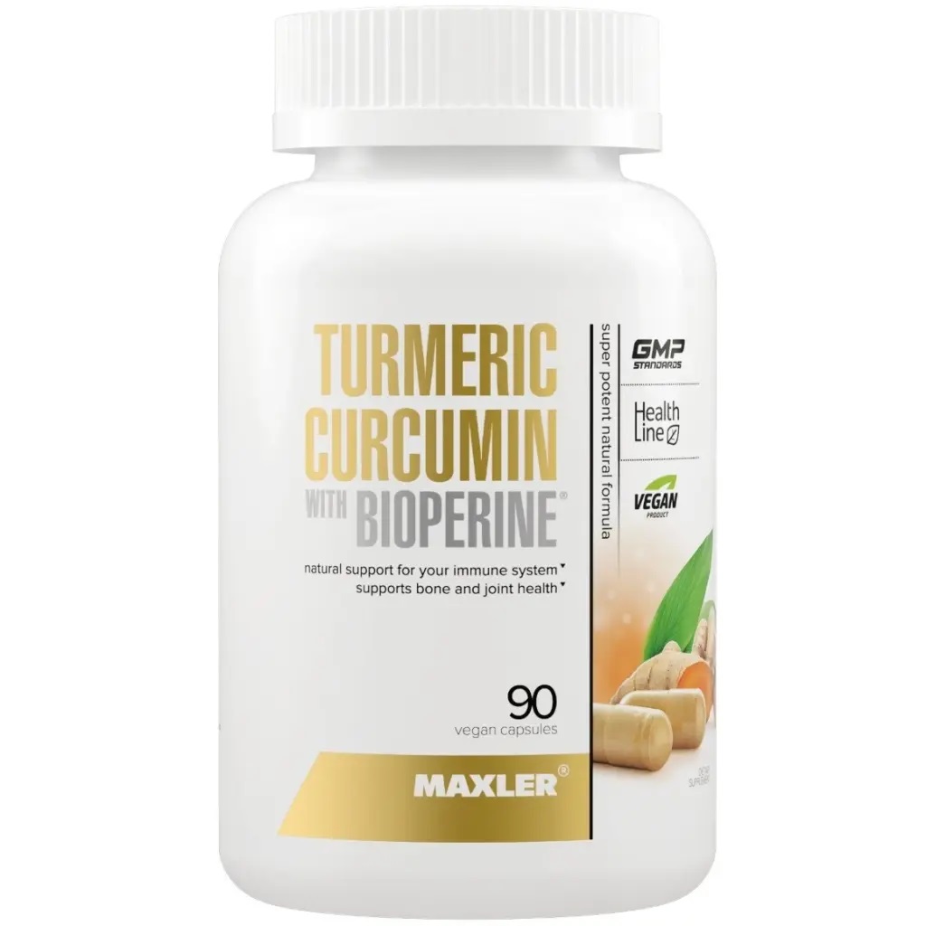 Макслер Куркумин экстракт с черным перцем Turmeric Curcumin with Bioperine, 90 капсул (Maxler, Специальные добавки) фото 0
