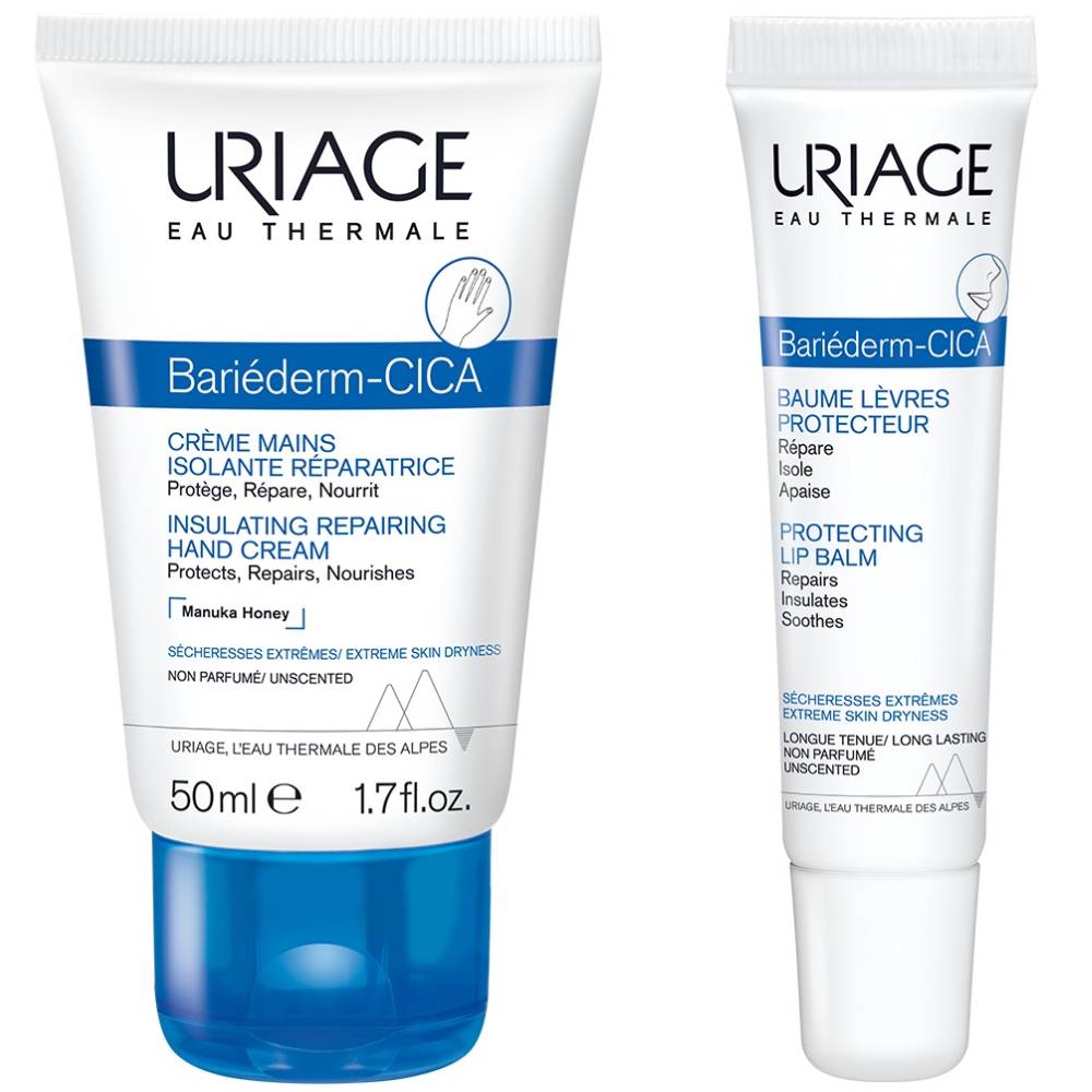 Урьяж Набор: крем для рук 50 мл + бальзам для губ 15 мл (Uriage, Bariederm) фото 1