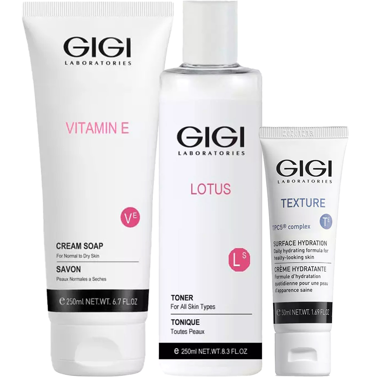 ДжиДжи Программа GiGi очищение и основной уход: крем-мыло 250 мл + тоник 250 мл + крем 50 мл (GiGi, Vitamin E) фото 5