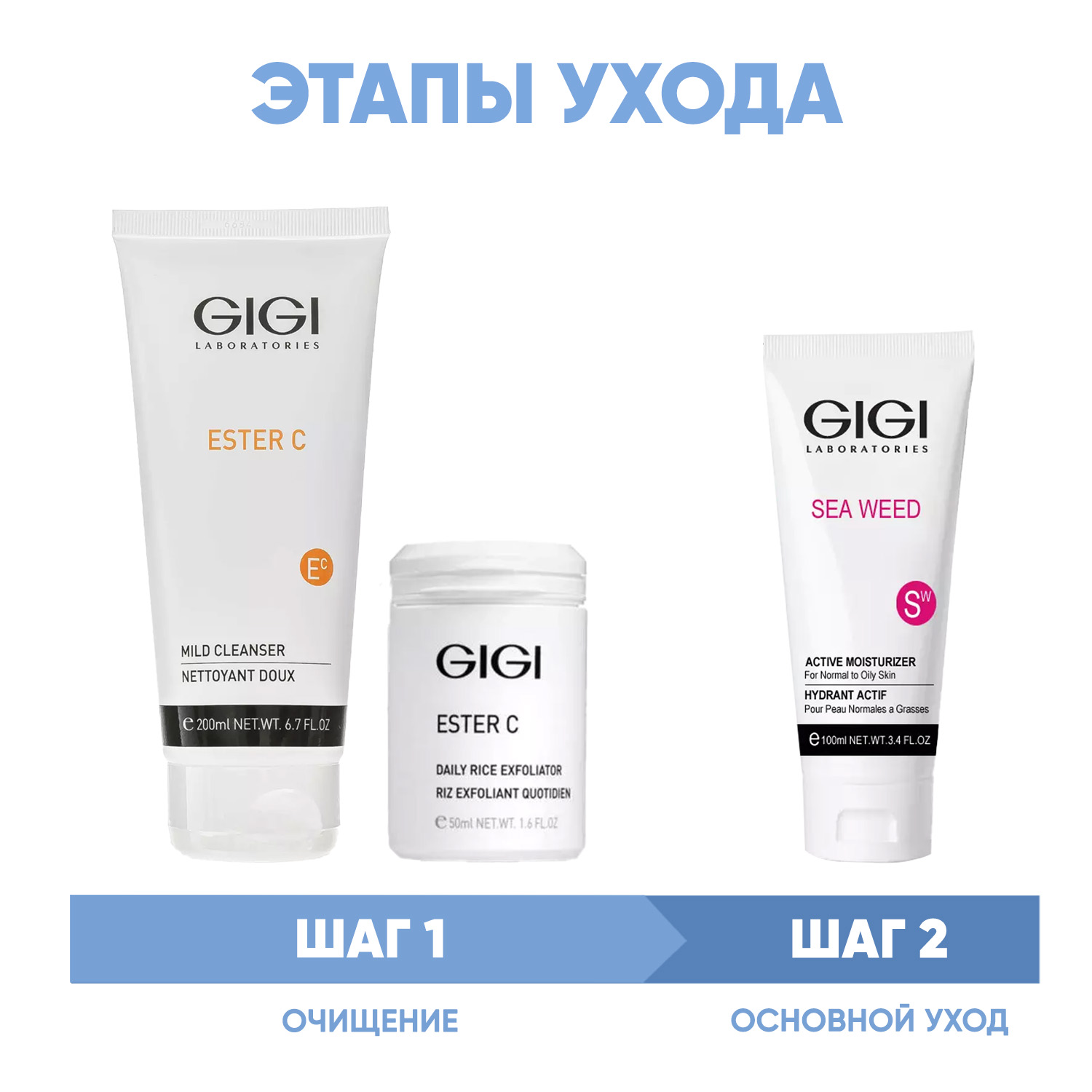 ДжиДжи Программа GiGi очищение и основной уход: гель 200 мл + пилинг 50 мл + крем 100 мл (GiGi, Ester C) фото 1