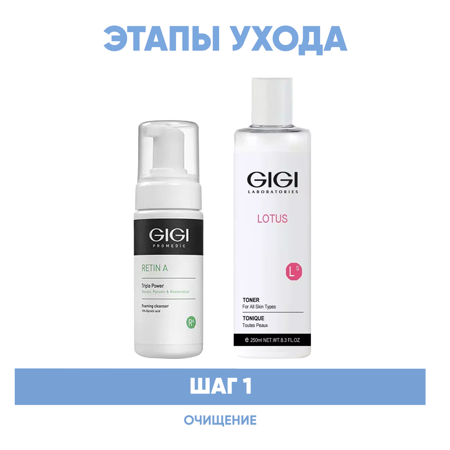 ДжиДжи Программа GiGi очищение: мусс 120 мл + тоник 250 мл (GiGi, Retin A) фото 1